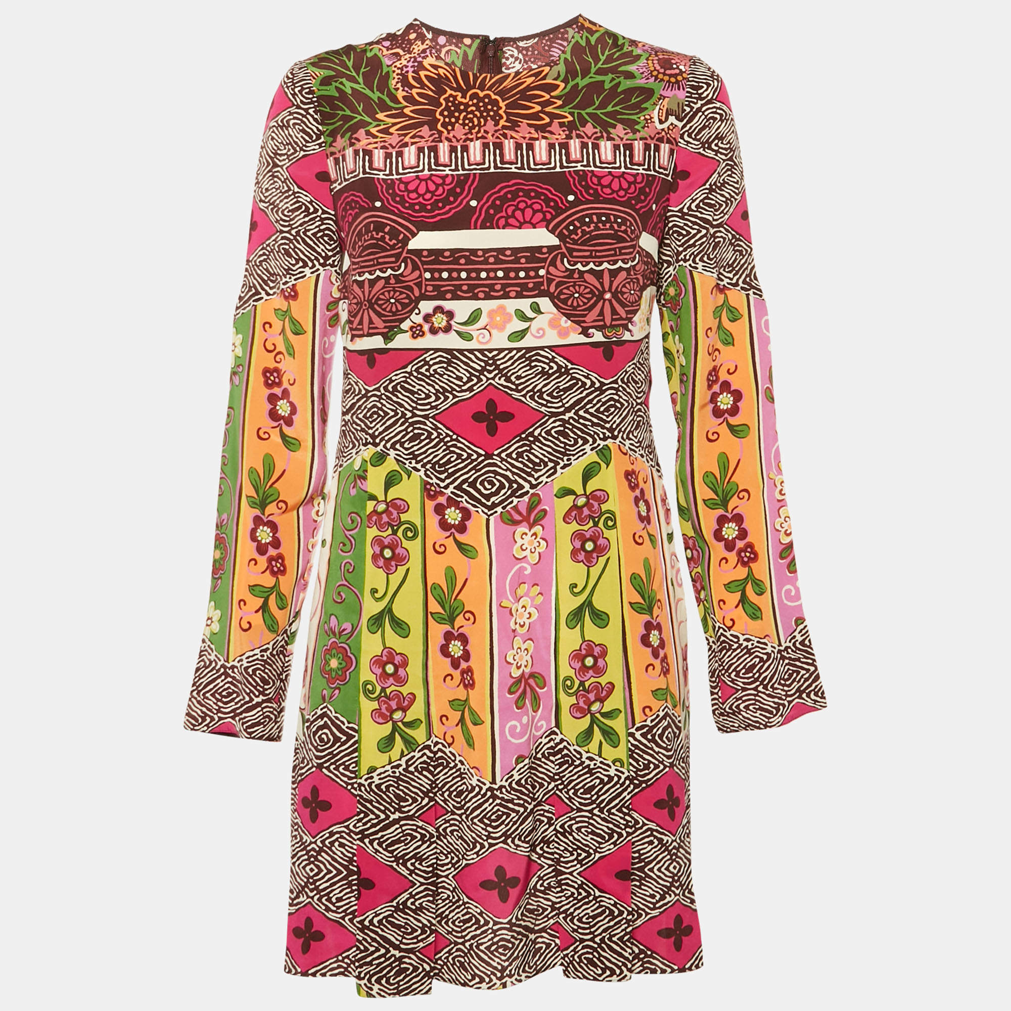 Valentino Multicolor Printed Silk Mini Dress S
