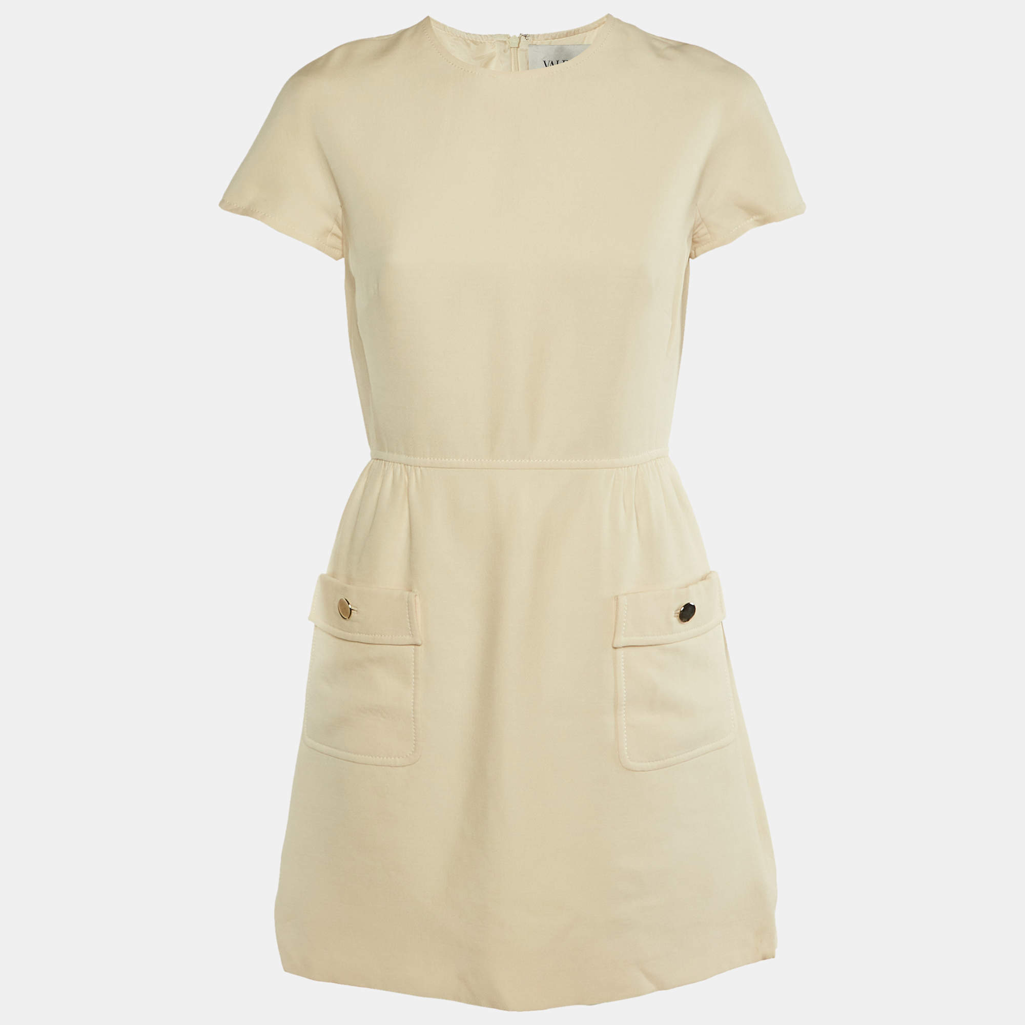 Valentino Cream Wool & Silk Knee Length Dress M