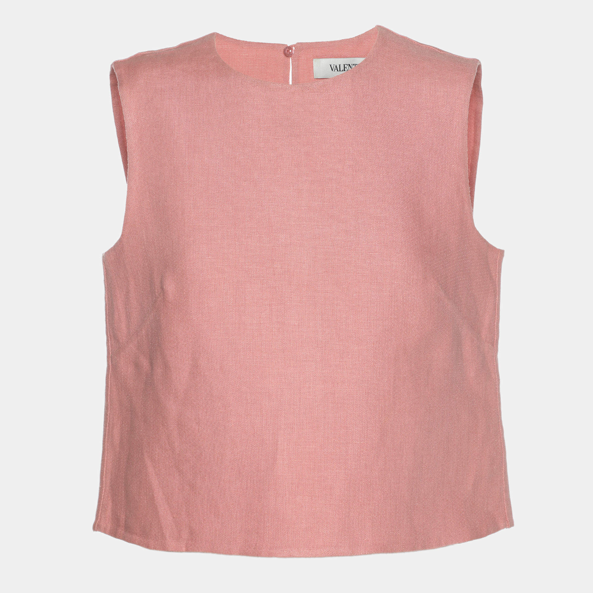 Valentino Pink Linen Sleeveless Top S