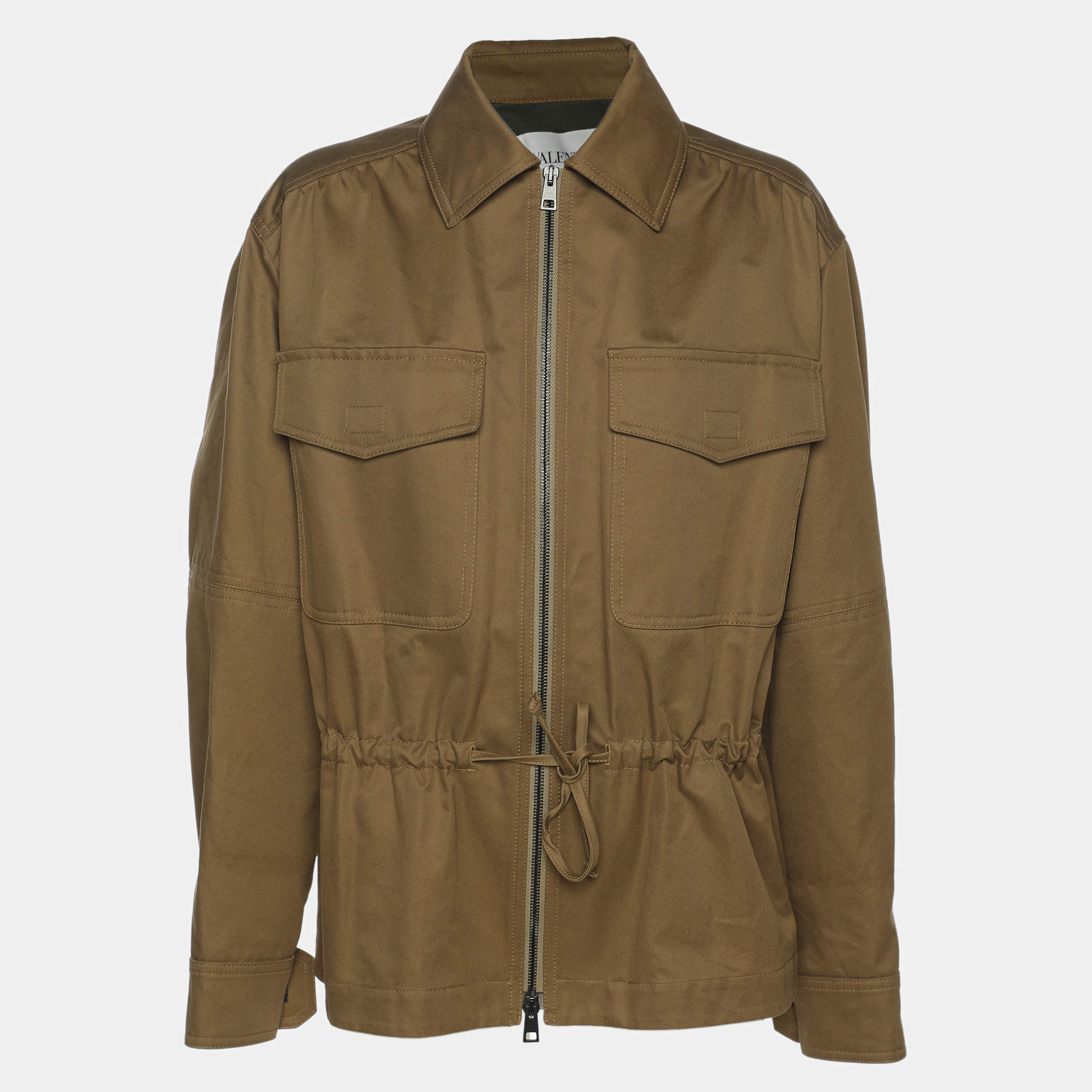 Valentino Khaki Cotton Sequin Embellished Jacket S
