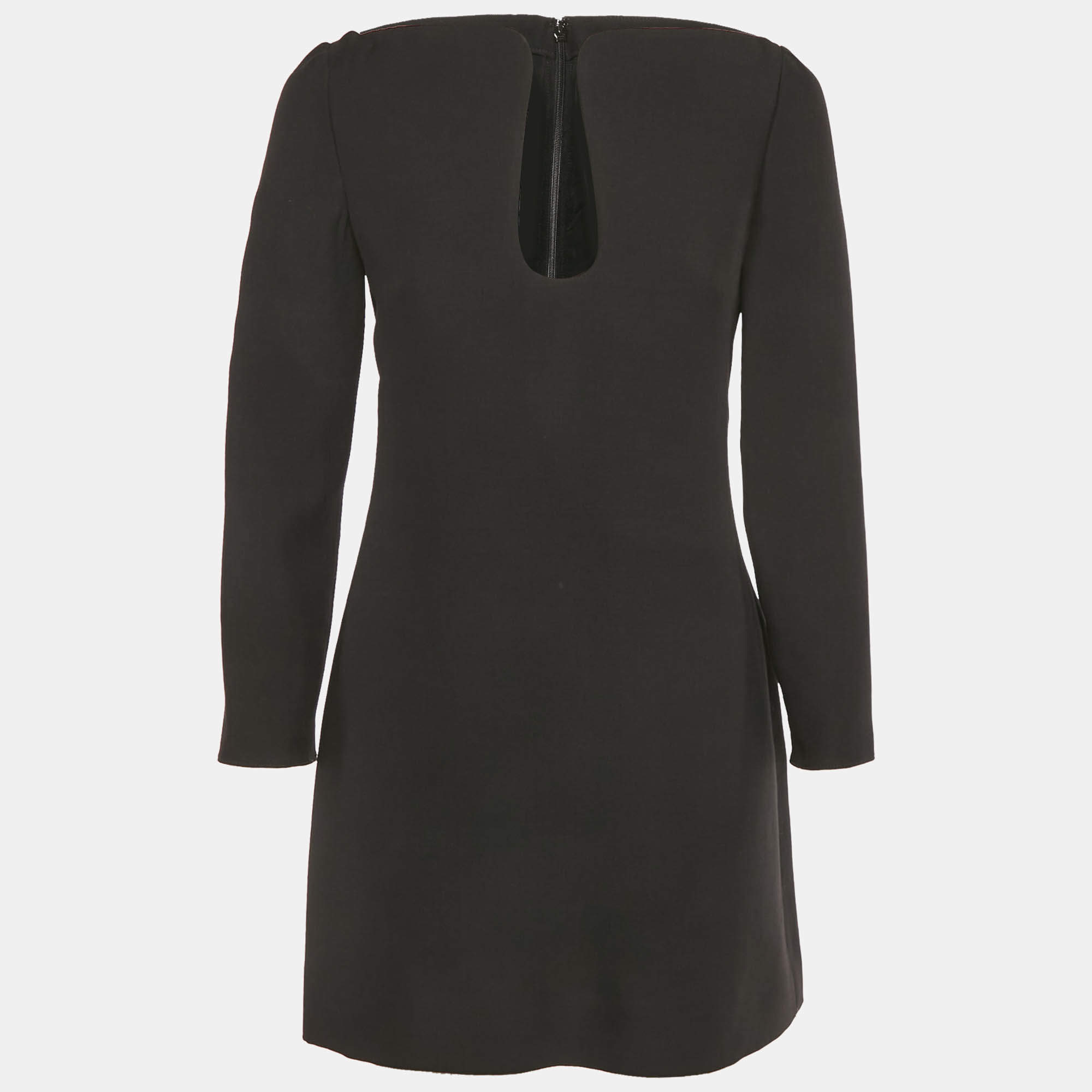 Pre Owned Valentino Black Crepe Keyhole Neck Detail Mini Dress S