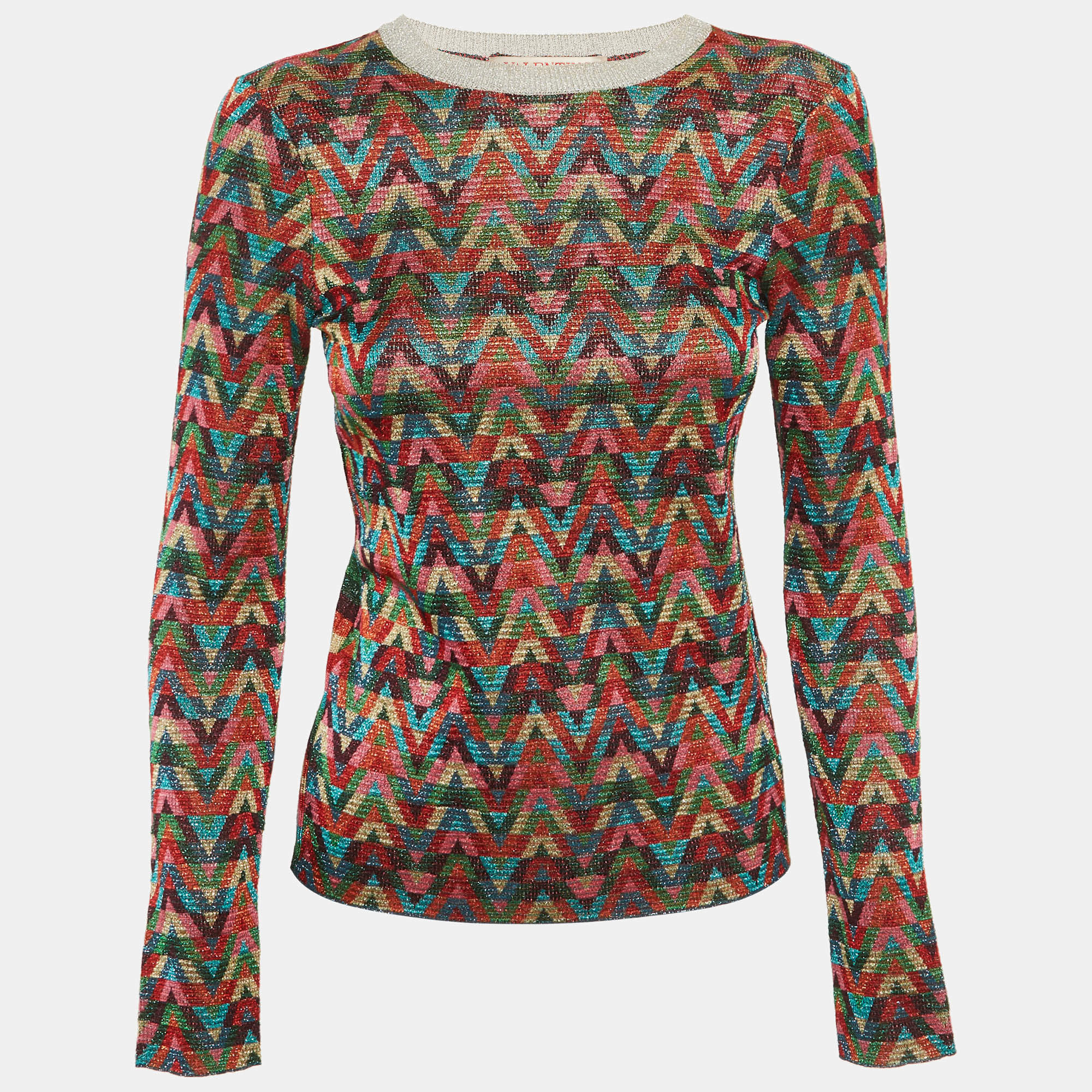 Pre Owned سويت شيرت فالنتينو ألوان متعددة خيط لوريكس مقاس صغير (سمول)