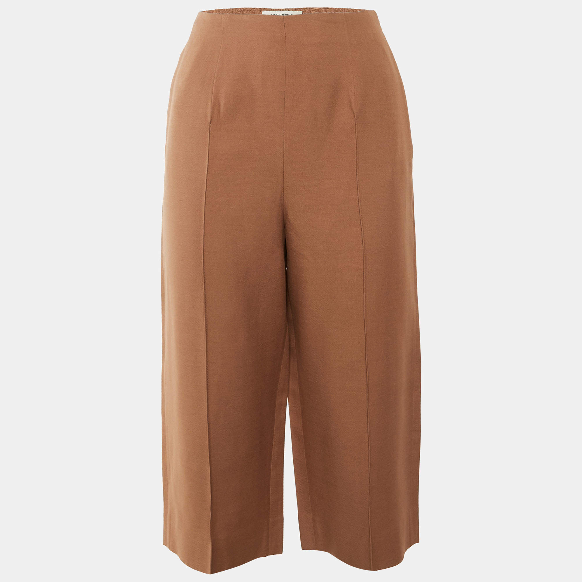Pre Owned Valentino Brown Wool & Silk Culottes S