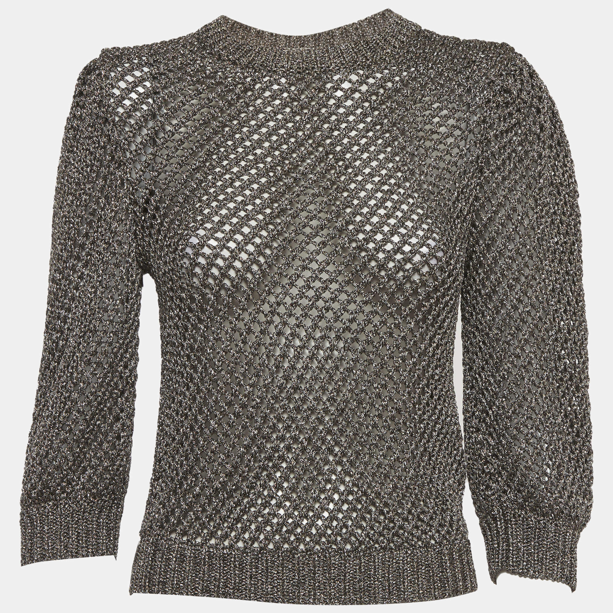 مملوكة مسبقًا بلوفر فالنتينو تريكو كروشيه معدني مقاس صغير جدا - إكسترا سمول