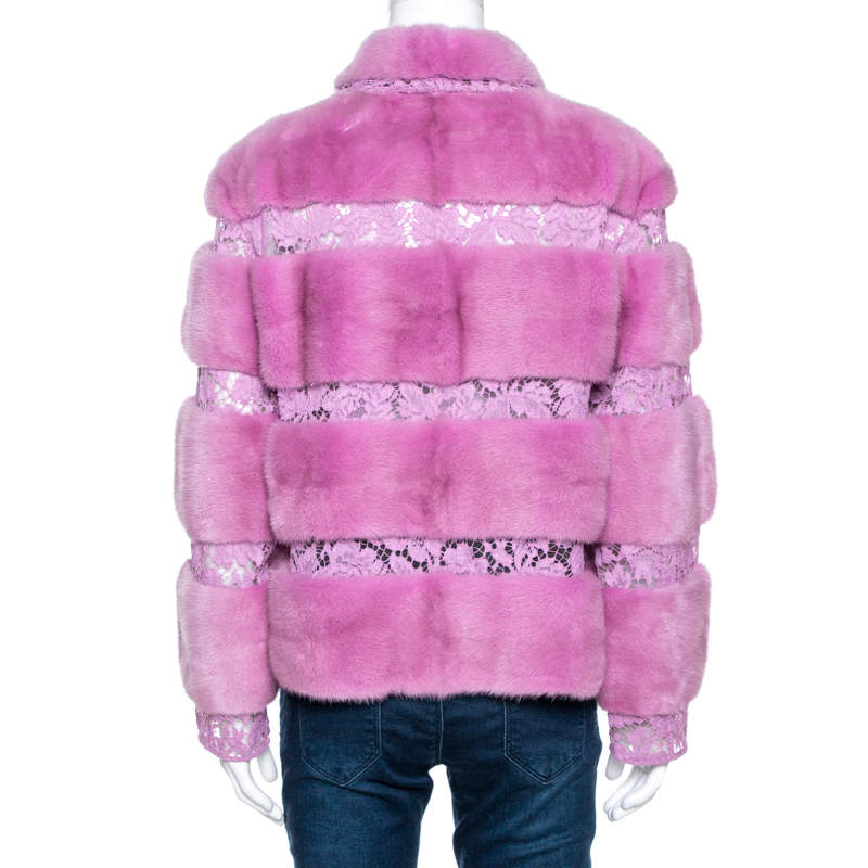 Valentino Lavender Mink Fur Lace Panelled Jacket S Valentino