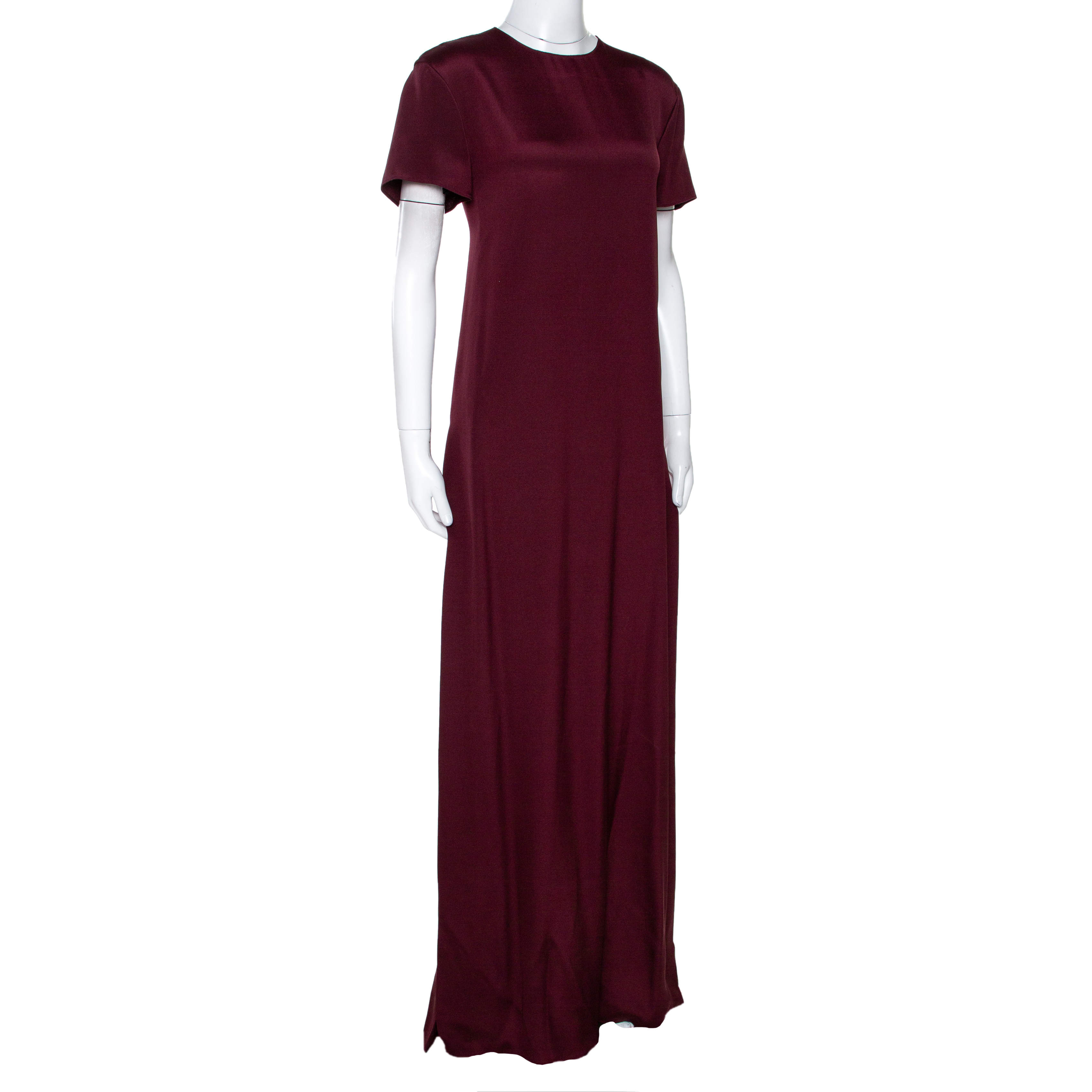 Valentino Burgundy Pink Silk Paneled Maxi Dress S Valentino Tlc