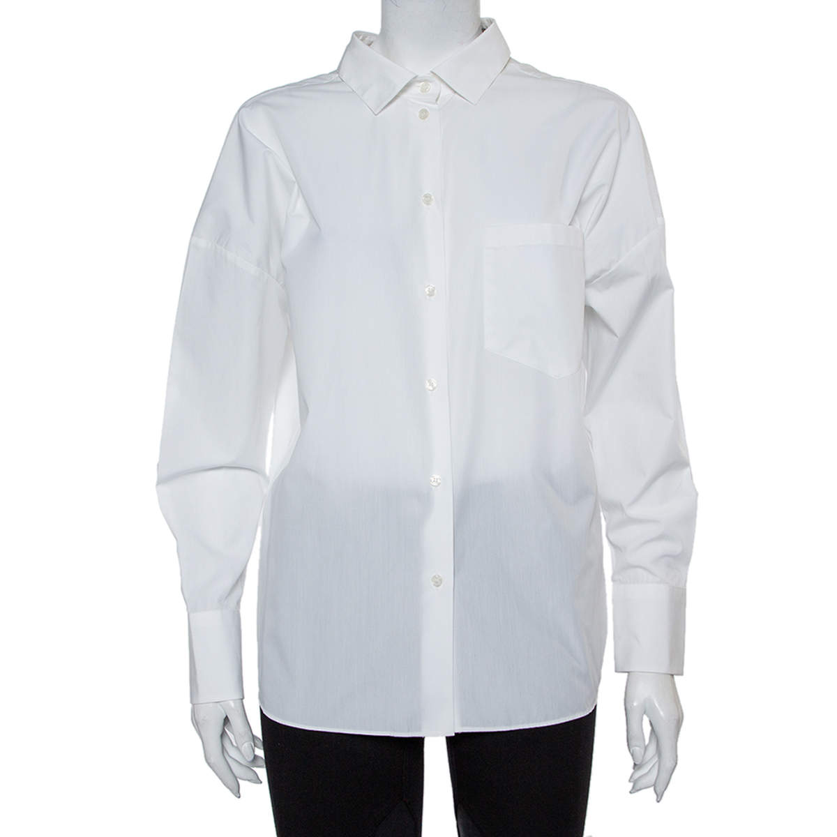 Pre Owned Valentino White Cotton Back Tie Detail Button Front Shirt S