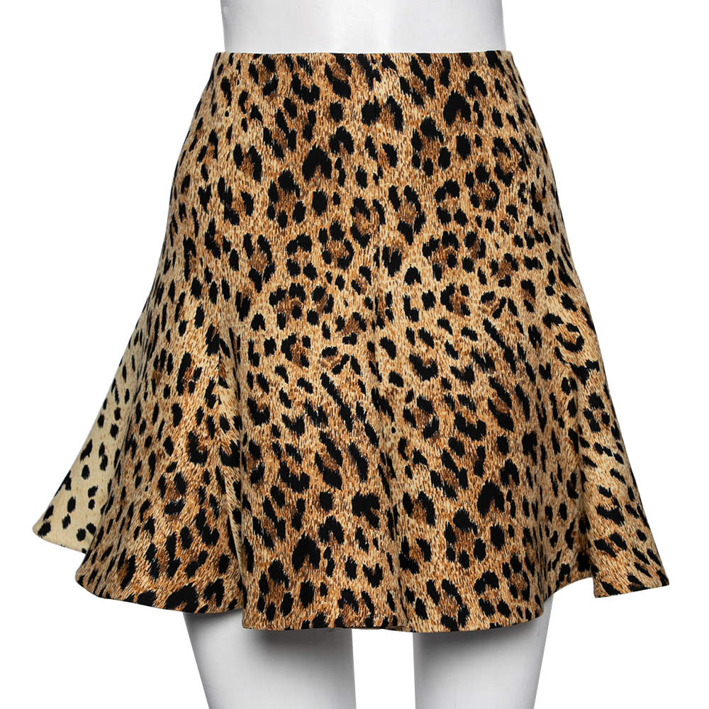 Valentino Leopard Print Wool Mini Skirt M Valentino | TLC