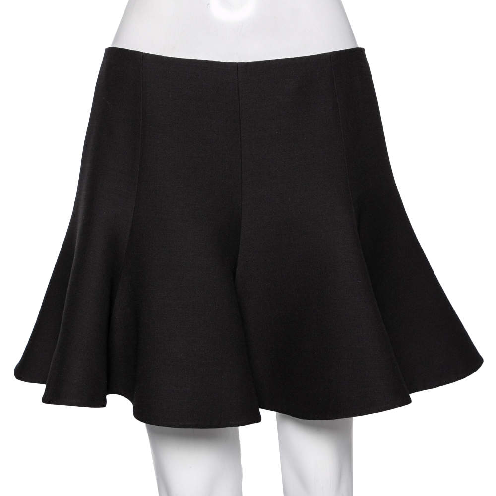 Pre Owned Valentino Black Wool Mini Skirt M