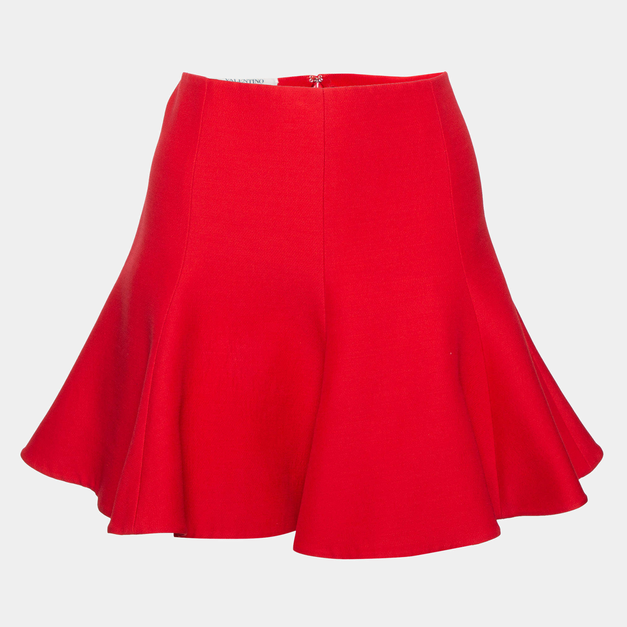 Pre Owned Valentino Red Wool Short Skirt M