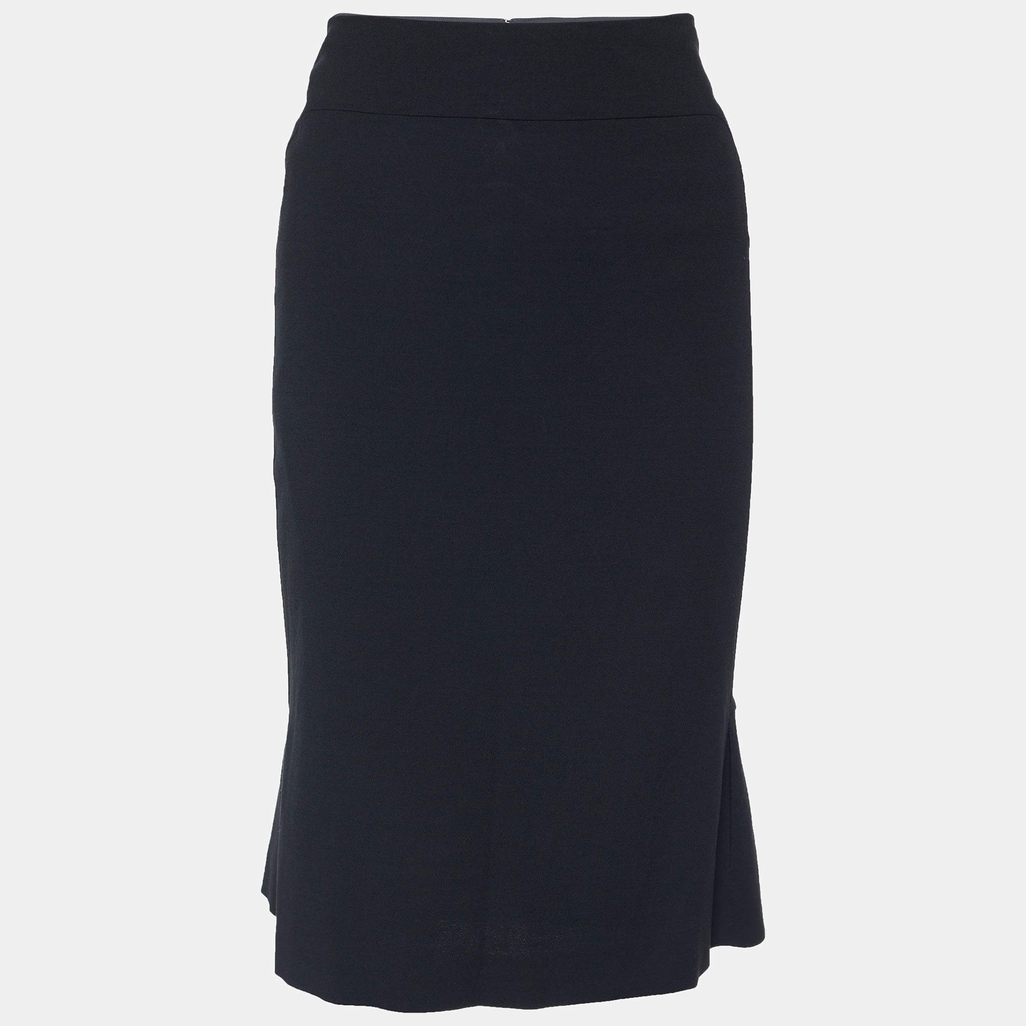 Pre Owned Valentino Black Wool Blend A-Line Skirt L