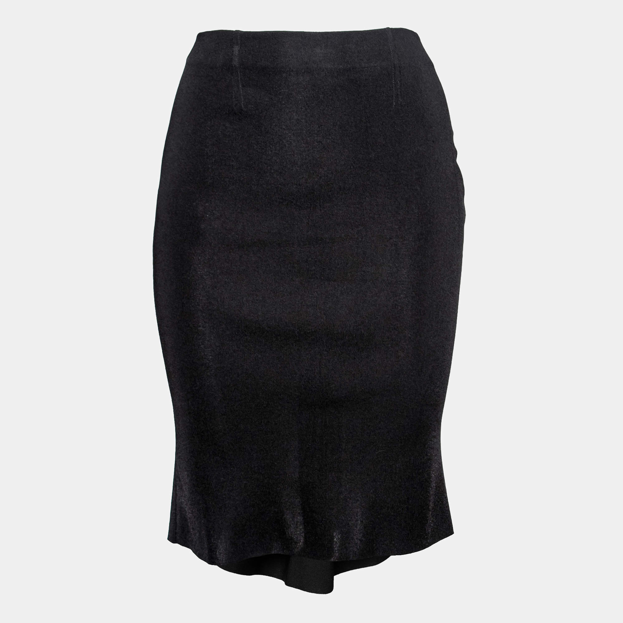 Pre Owned Valentino Black Knit Pencil Skirt S
