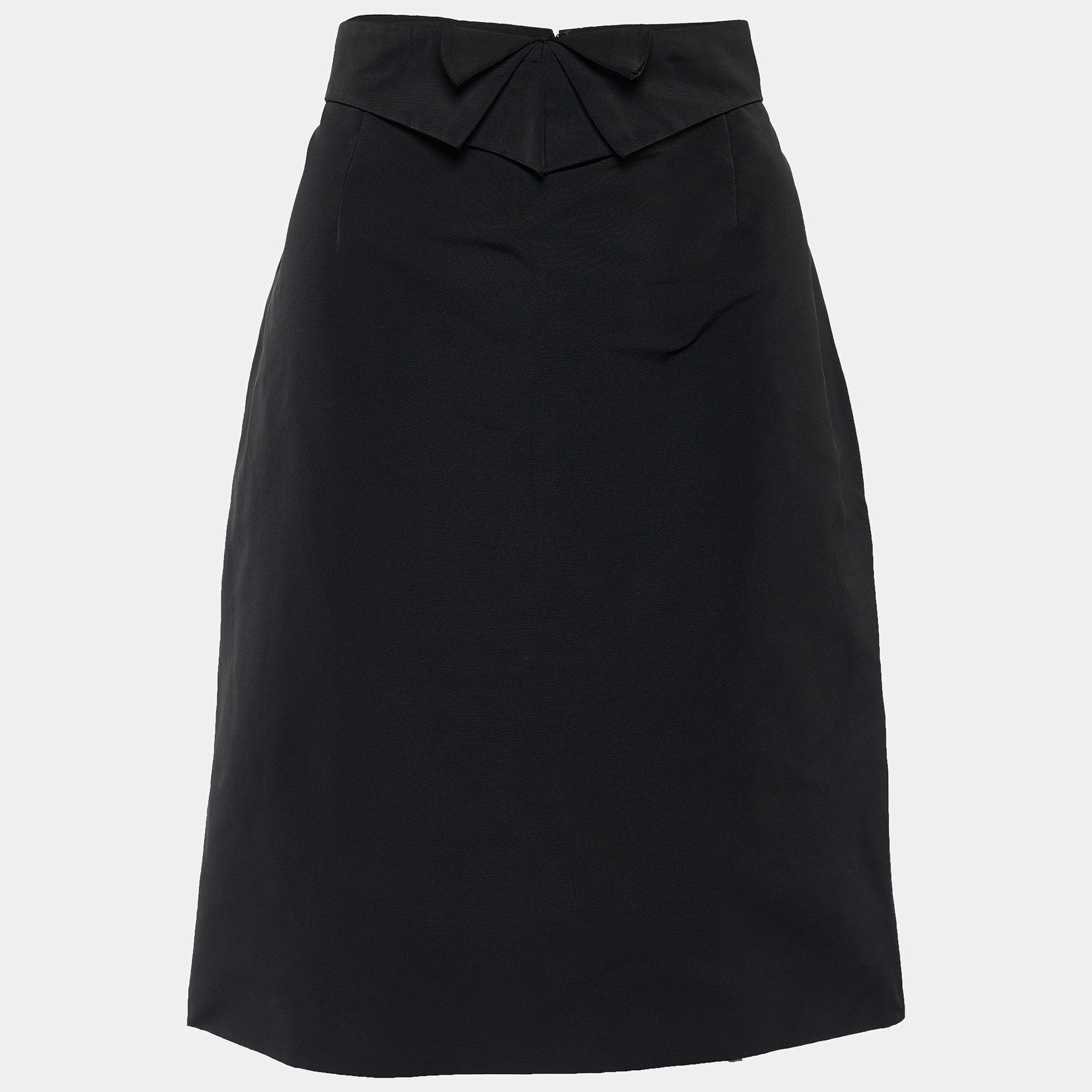 Pre Owned Valentino Black Synthetic Bow Detail Pencil Skirt L
