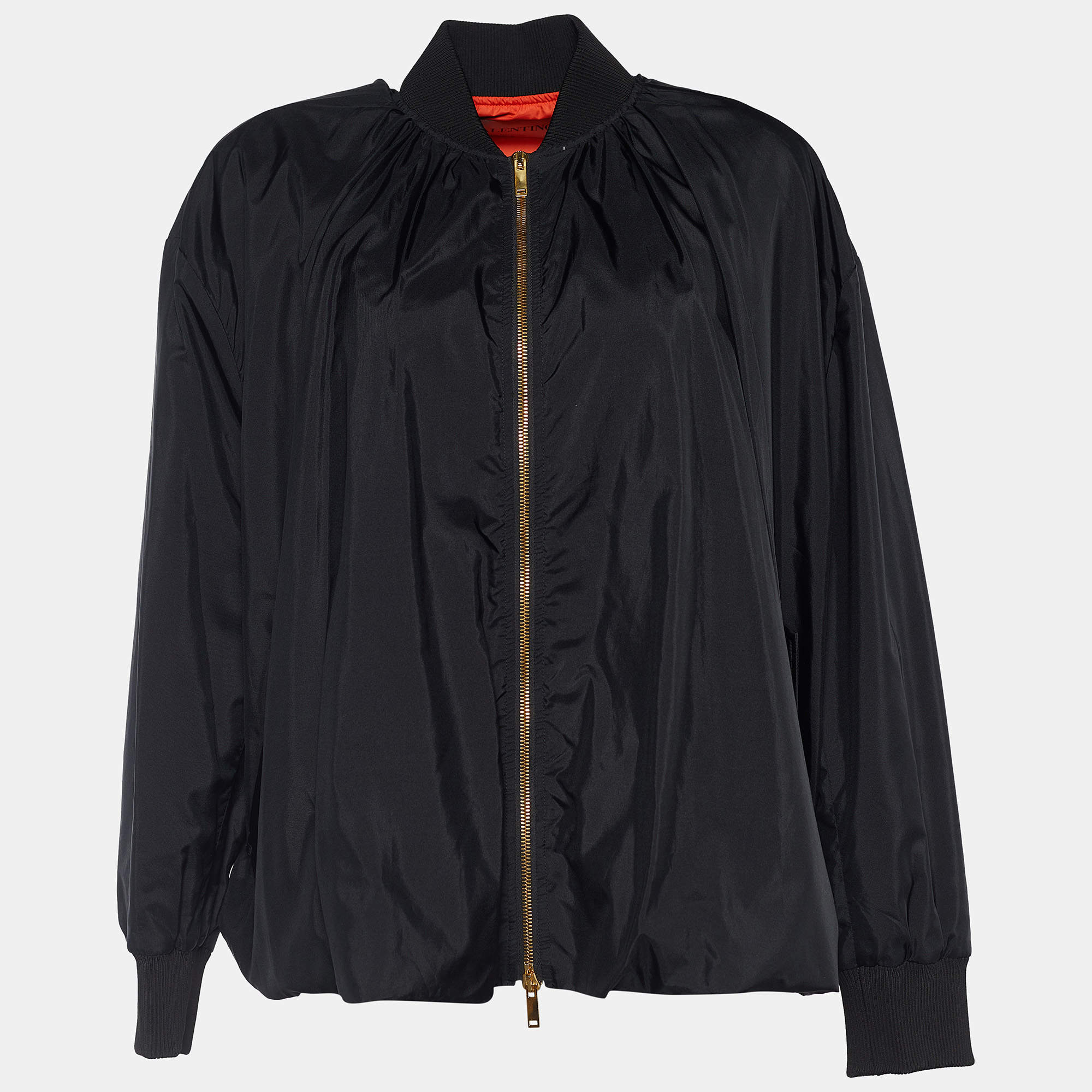 Valentino Black Silk Zip Front Jacket S