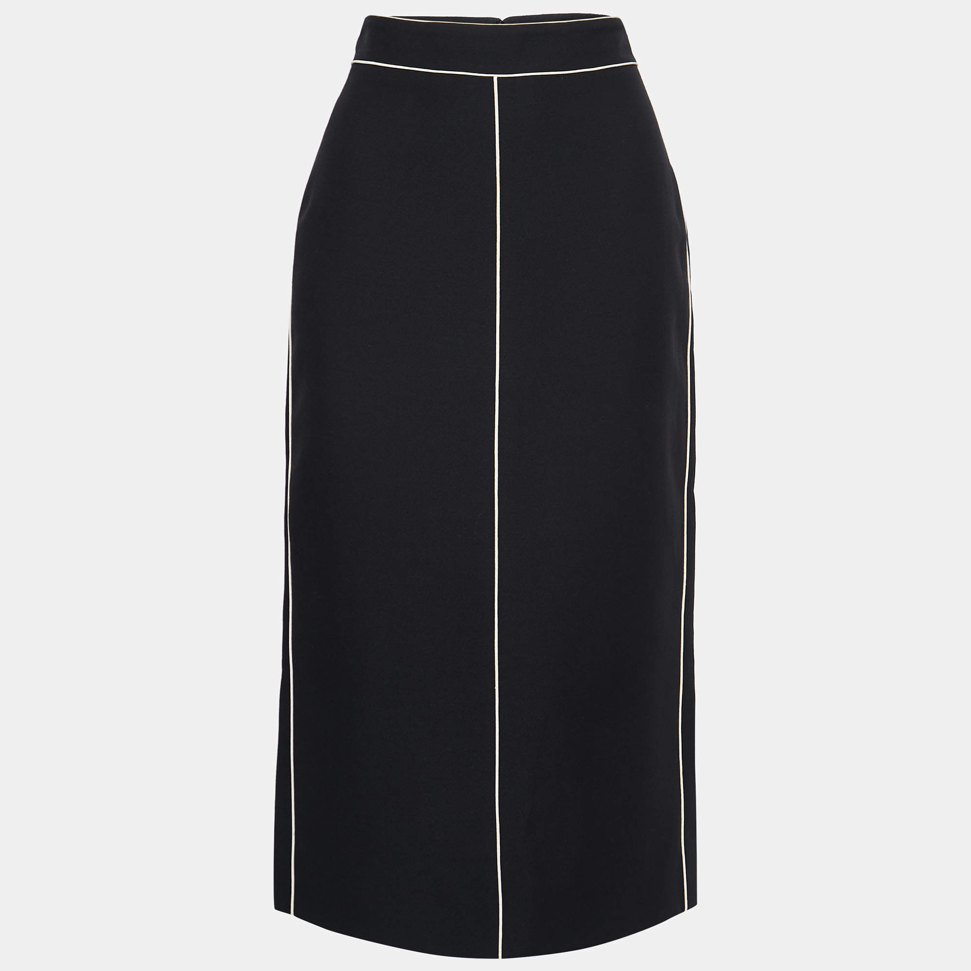 Valentino Black Wool & Silk Midi Skirt M