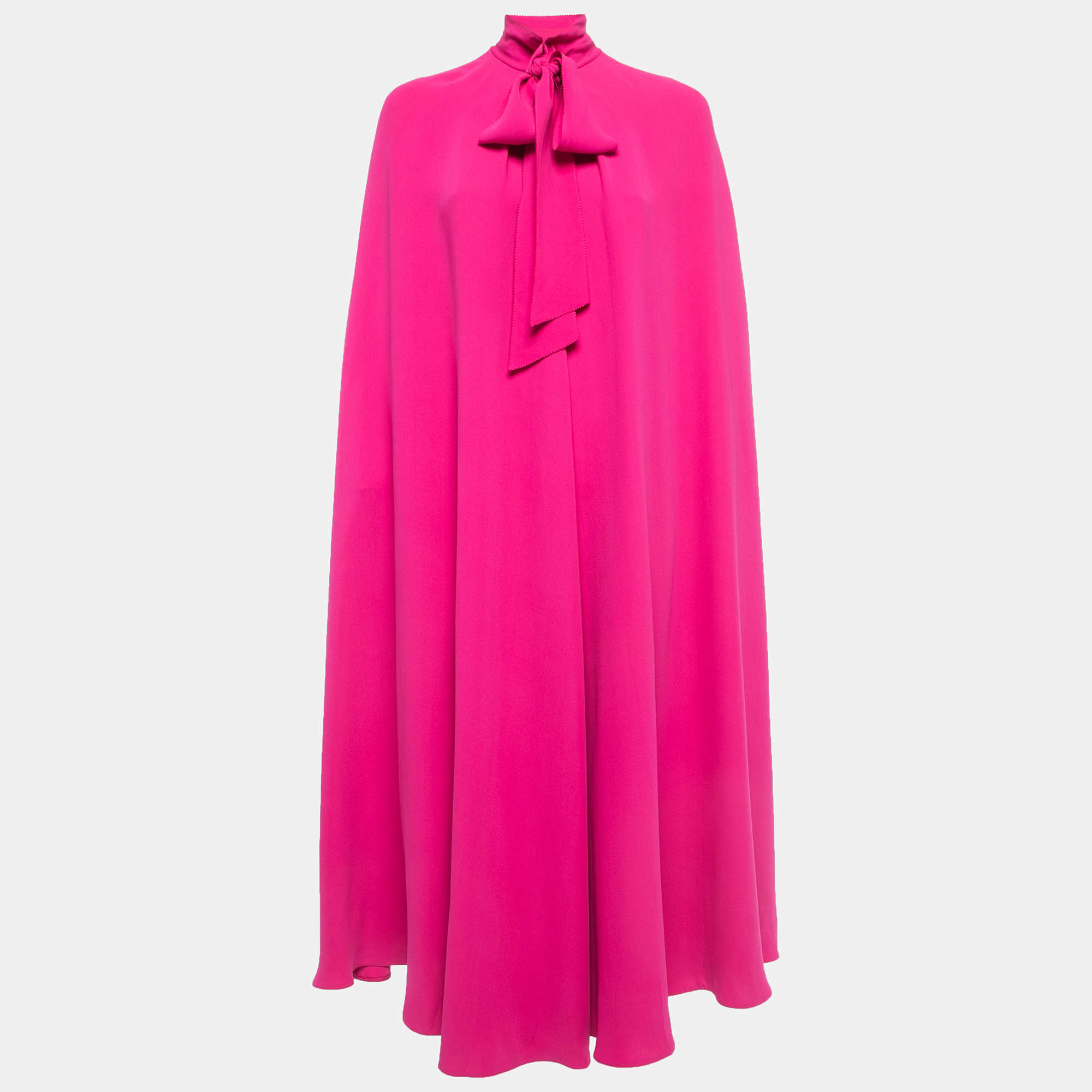 Pre Owned Valentino Pink Silk Knot Detail Long Cape M