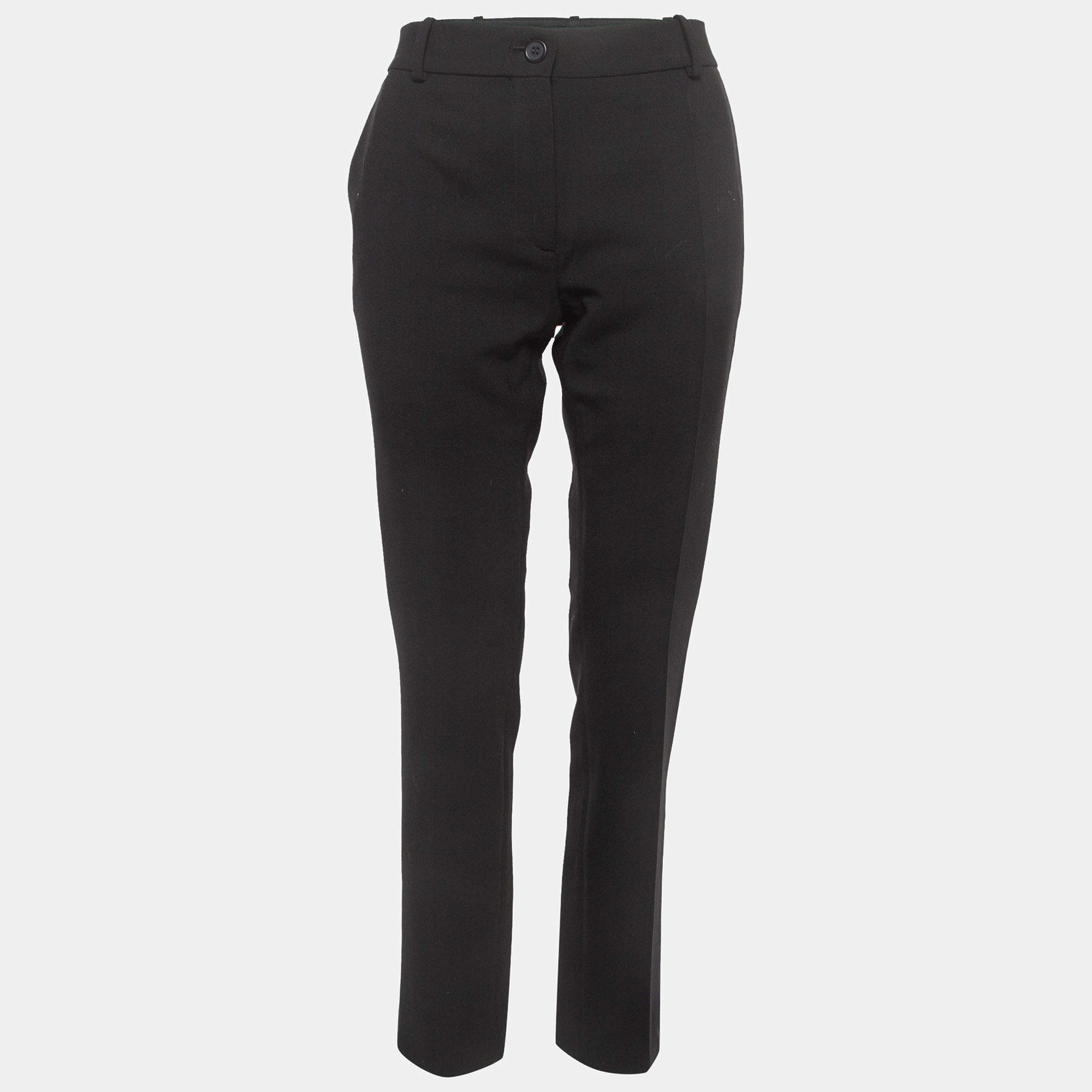 Pre Owned Valentino Black Wool Tapered Trousers M