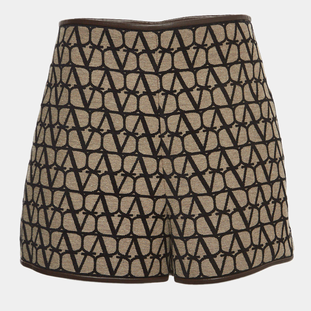 Valentino Brown/Black Iconographe Canvas Shorts M