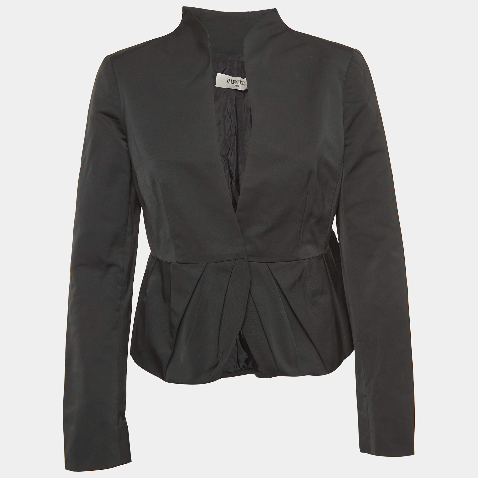 Valentino Vintage Black Synthetic Belted Jacket M