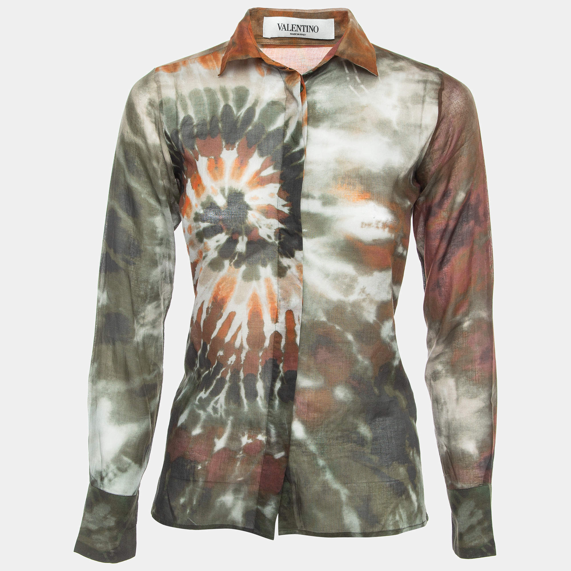 Pre Owned Valentino Multicolor Tie-Dye Print Cotton Buttoned Full Sleeve Shirt S
