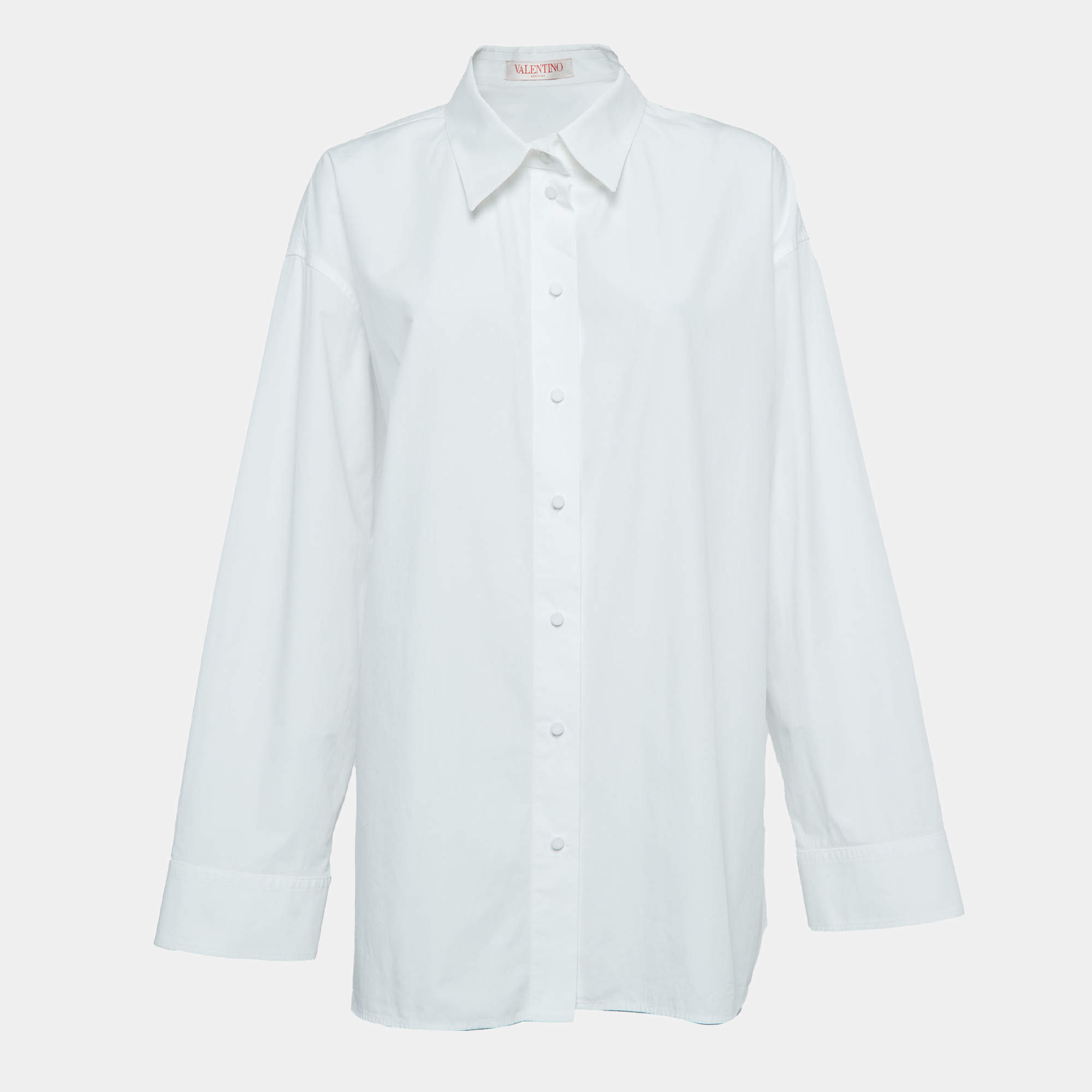 Valentino White Cotton Long Sleeve Oversized Shirt M