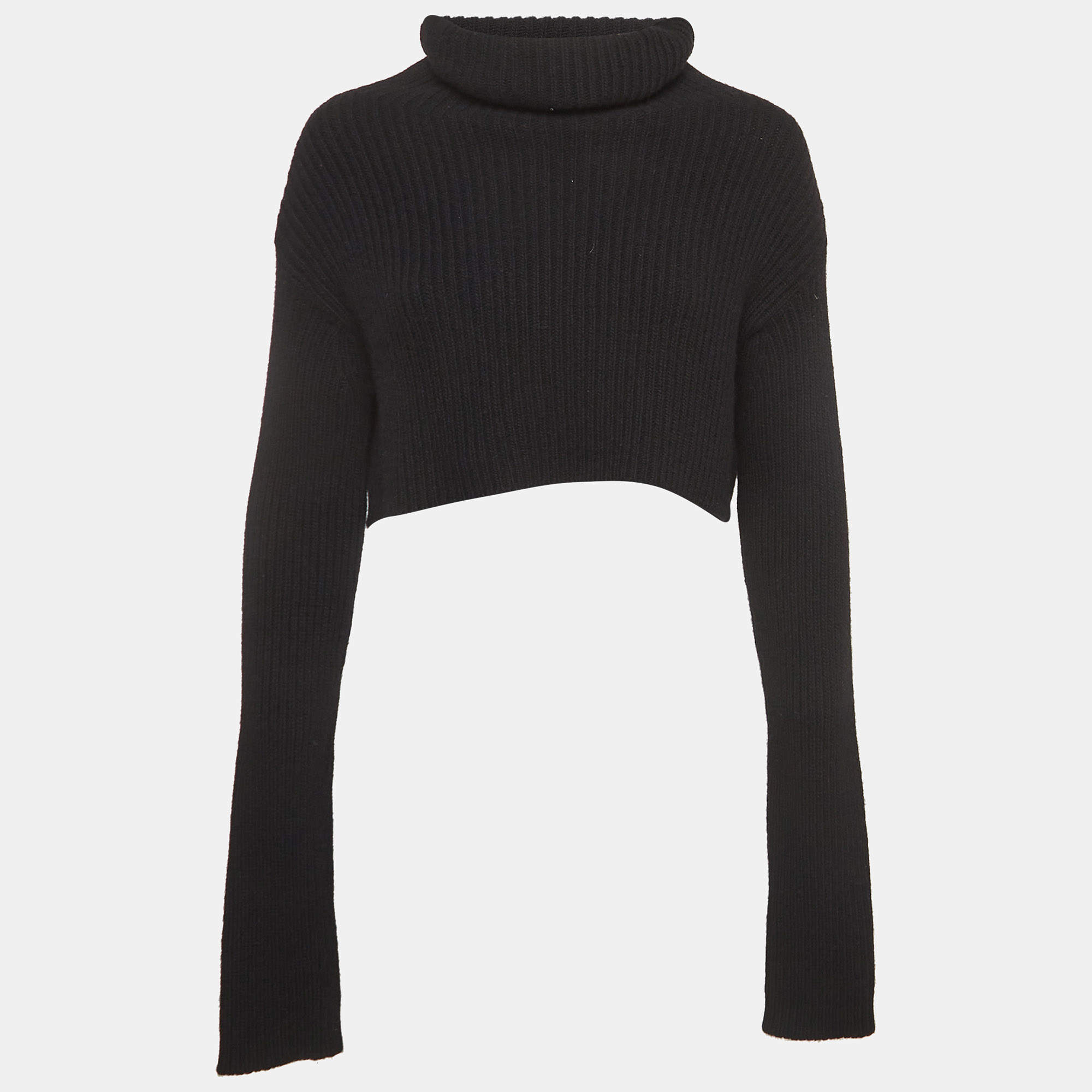 Pre Owned Valentino Black Wool & Cashmere Knit Turtle Neck Top M