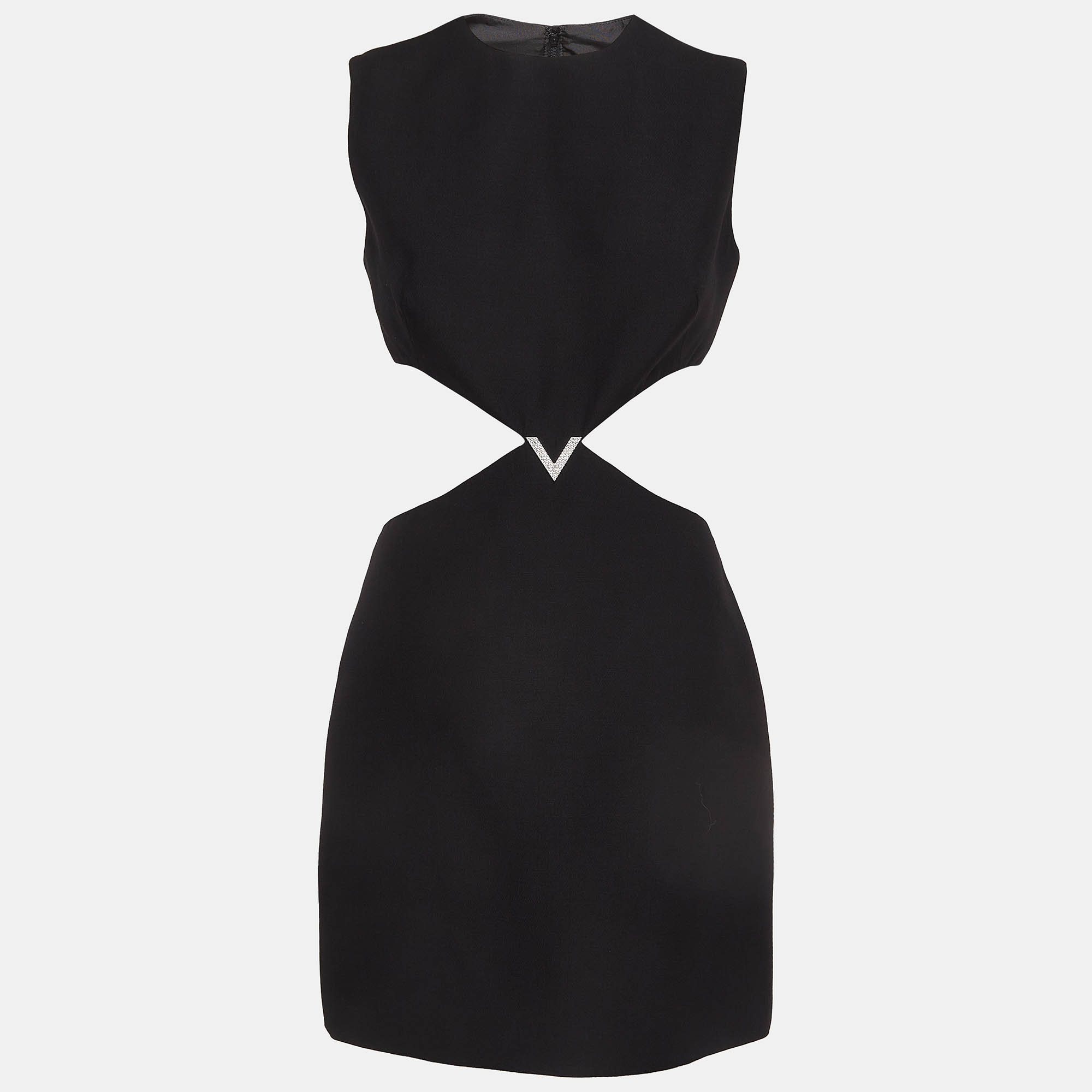 Valentino Black Silk & Wool Cut-Out Garavani Mini Dress M