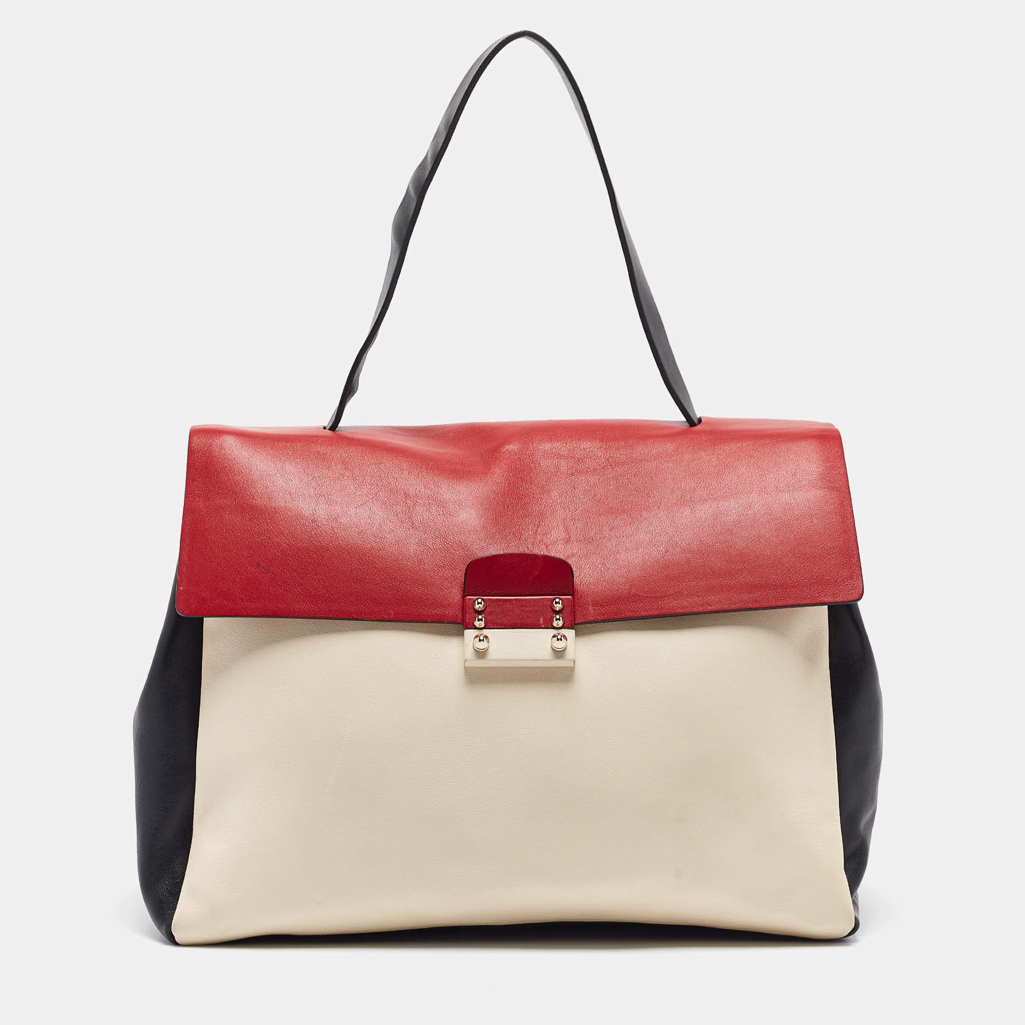 Pre Owned Valentino Multicolor Leather Mime Top Handle Bag