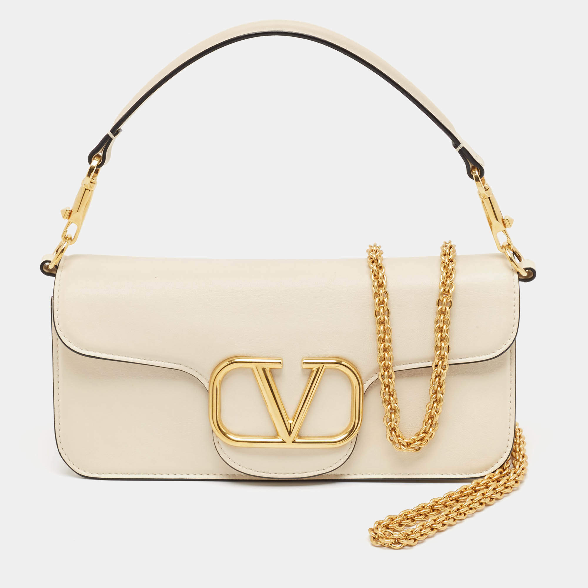 Pre Owned Valentino Beige Leather Loco Shoulder Bag