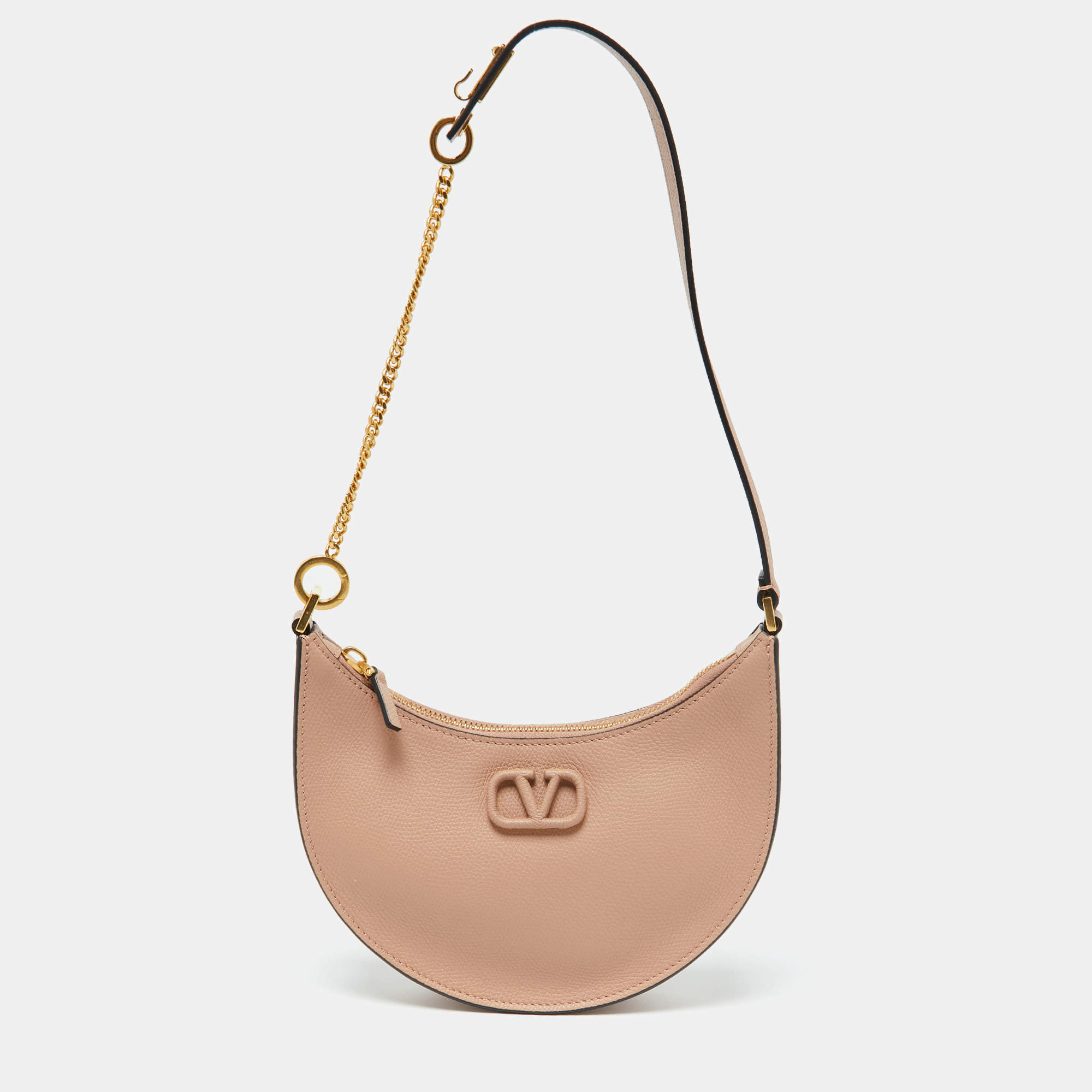 مملوكة مسبقًا Valentino Rose Cannelle Leather Mini VLogo Hobo