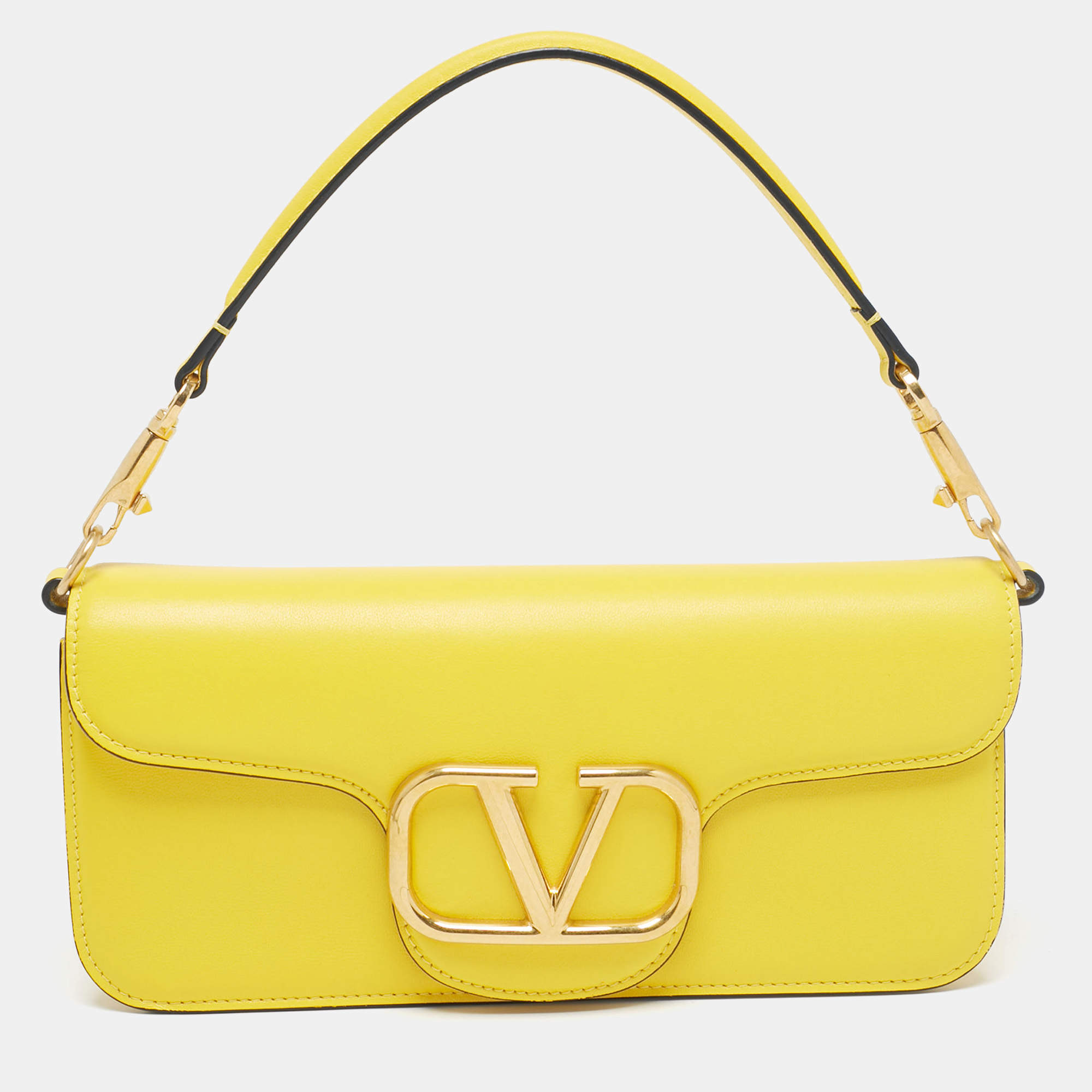 Pre Owned Valentino Yellow Leather Medium Loco Shoulder Bag