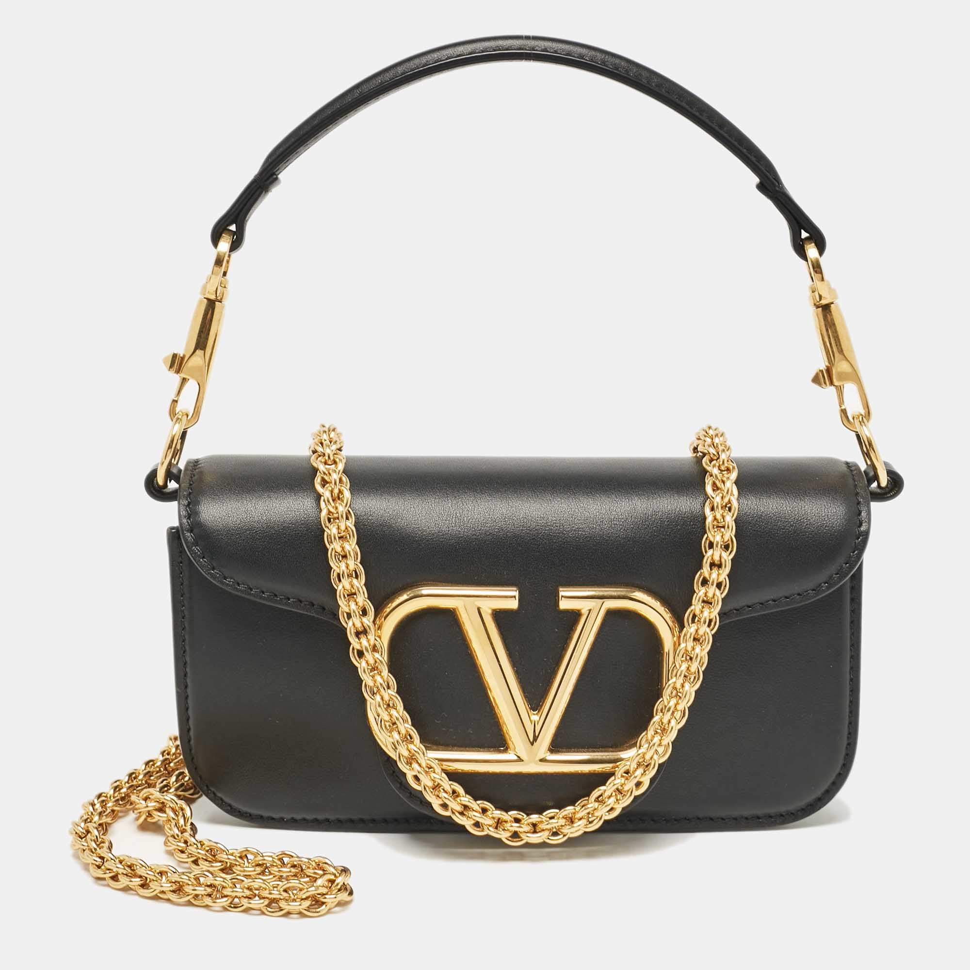 Pre Owned Valentino Black Leather Small Loco Shoulder Bag