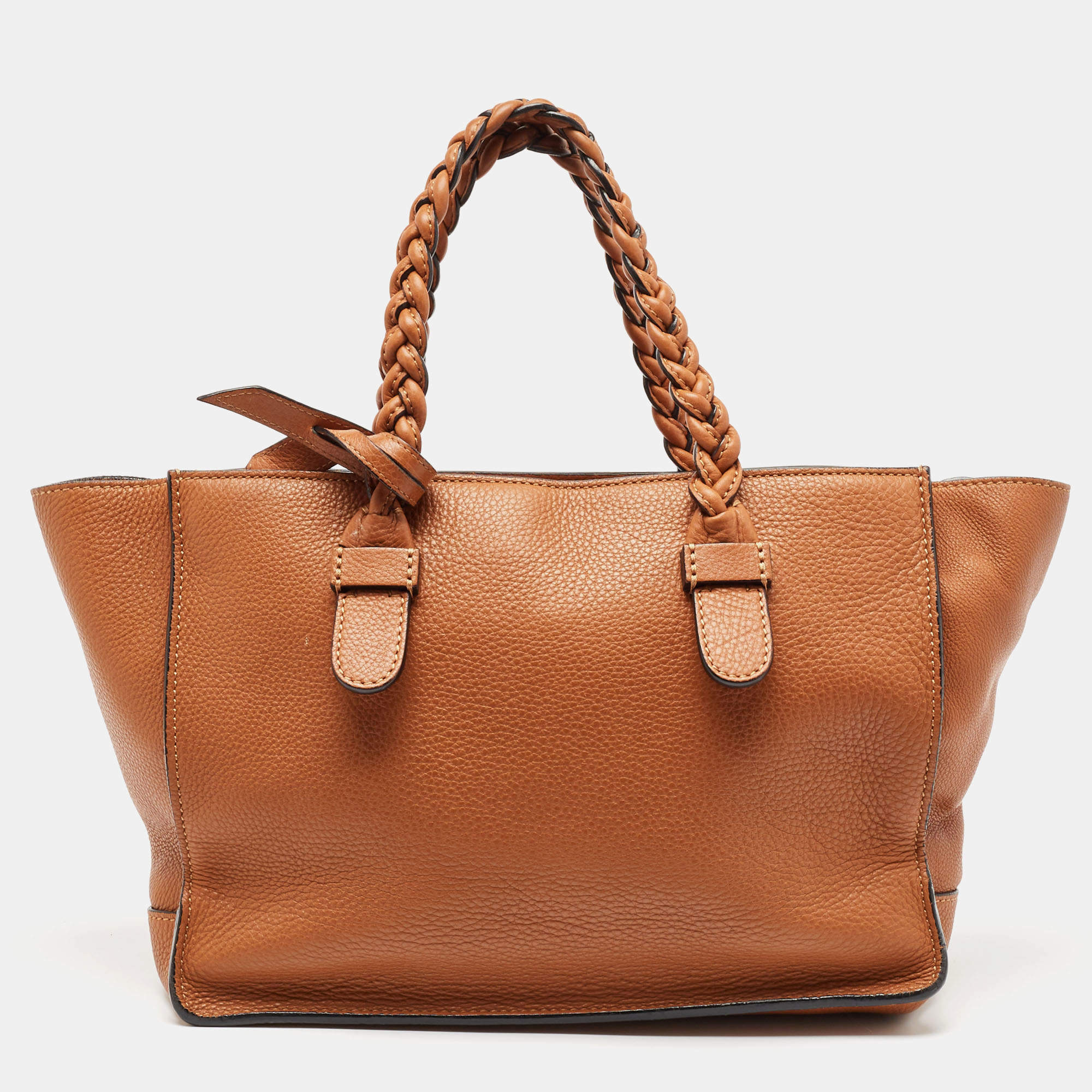 مملوكة مسبقًا Valentino Brown Leather Braided Handle To Be Cool Tote