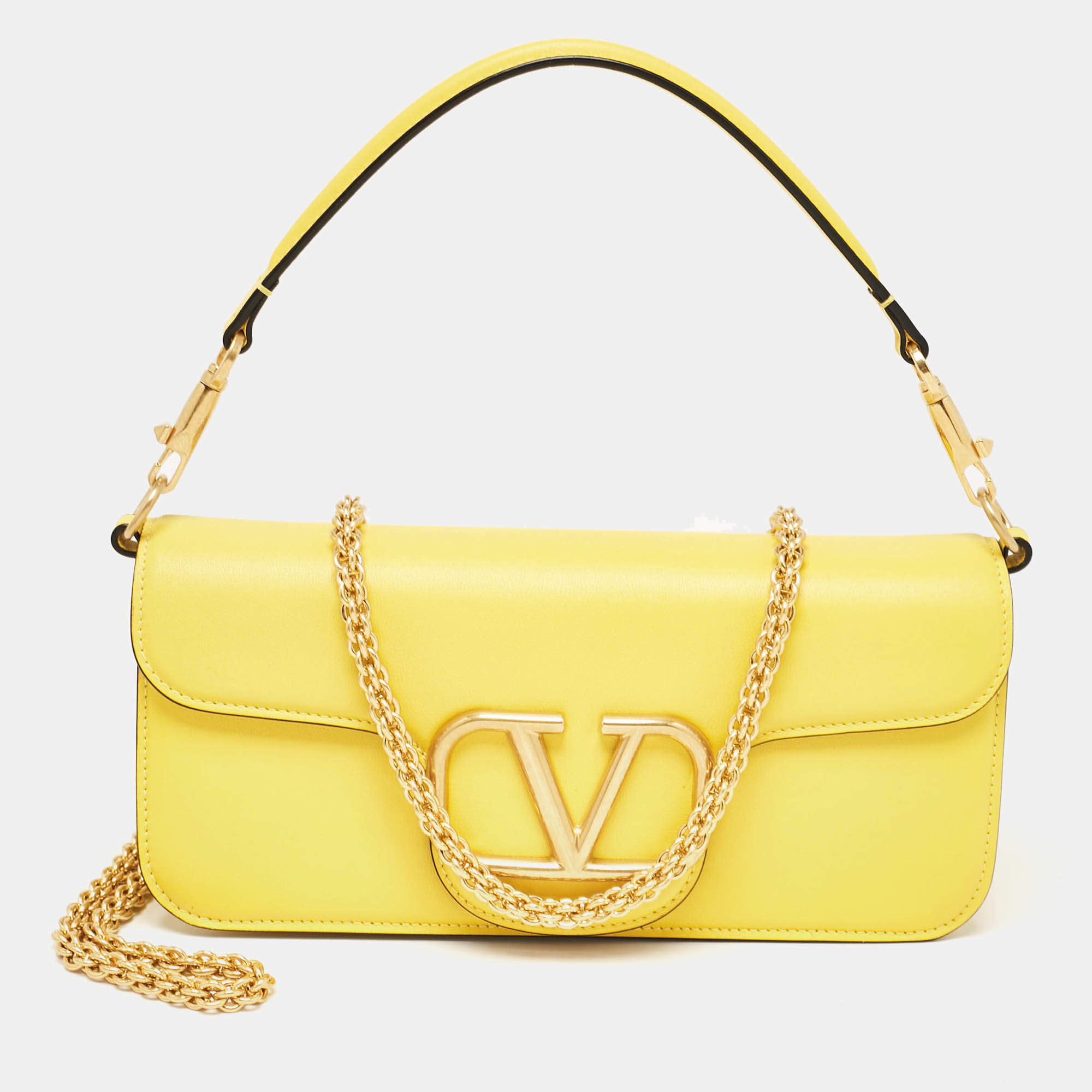 Pre Owned Valentino Yellow Leather Loco Shoulder Bag