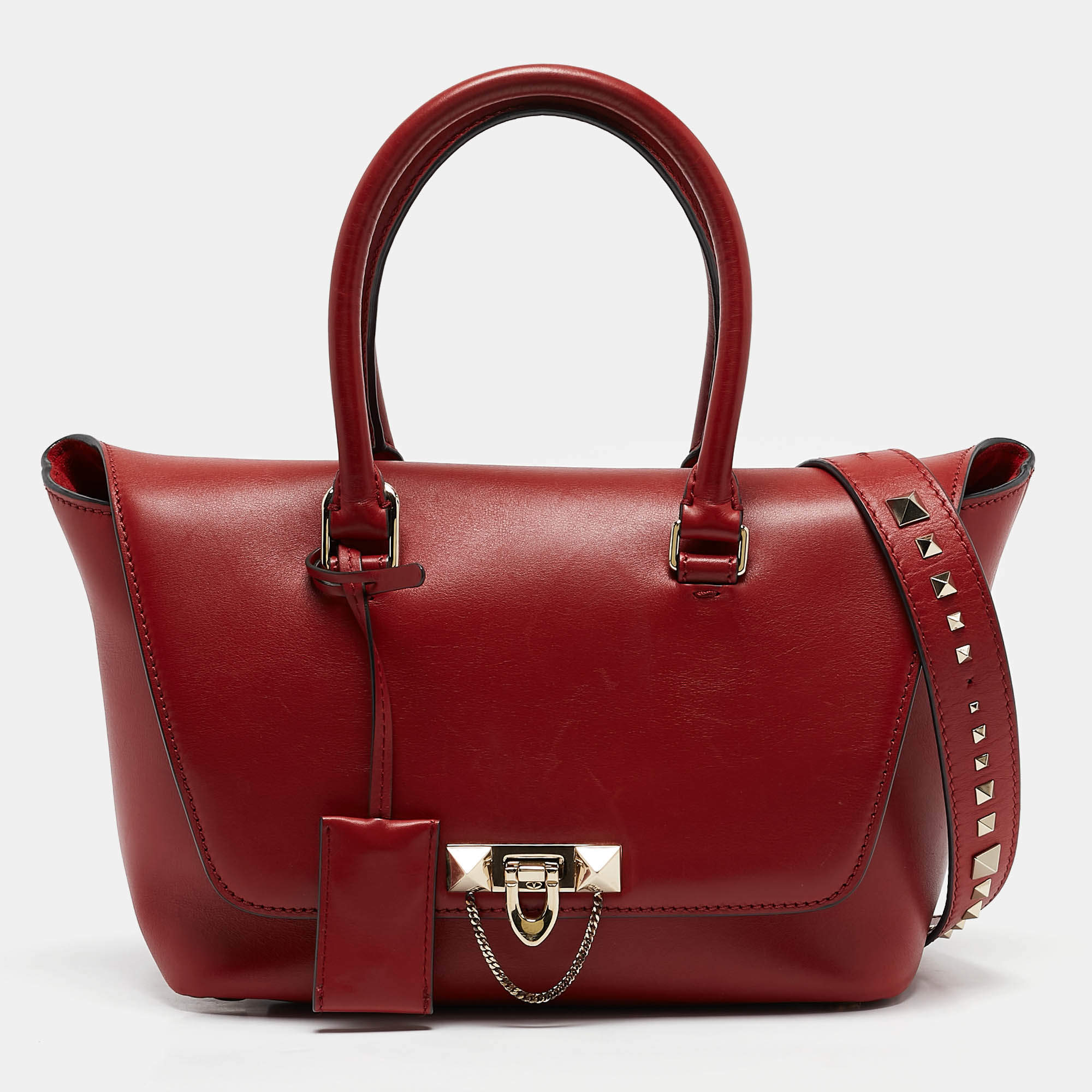 Pre Owned Valentino Red Leather Demilune Tote
