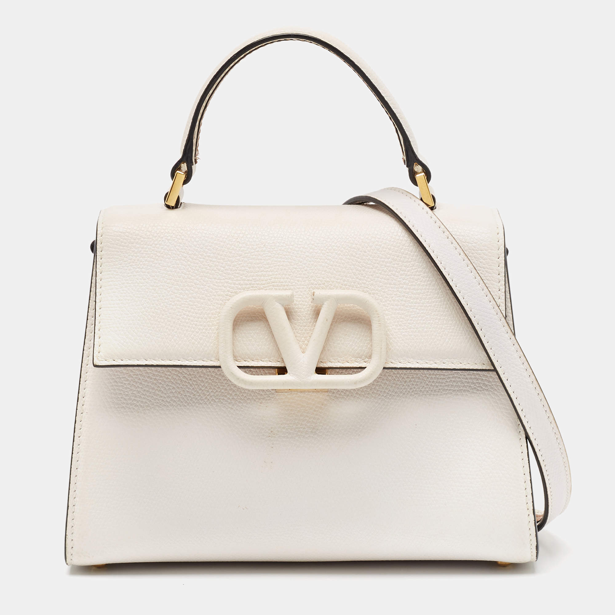 Valentino White Leather Small VSLING Top Handle Bag