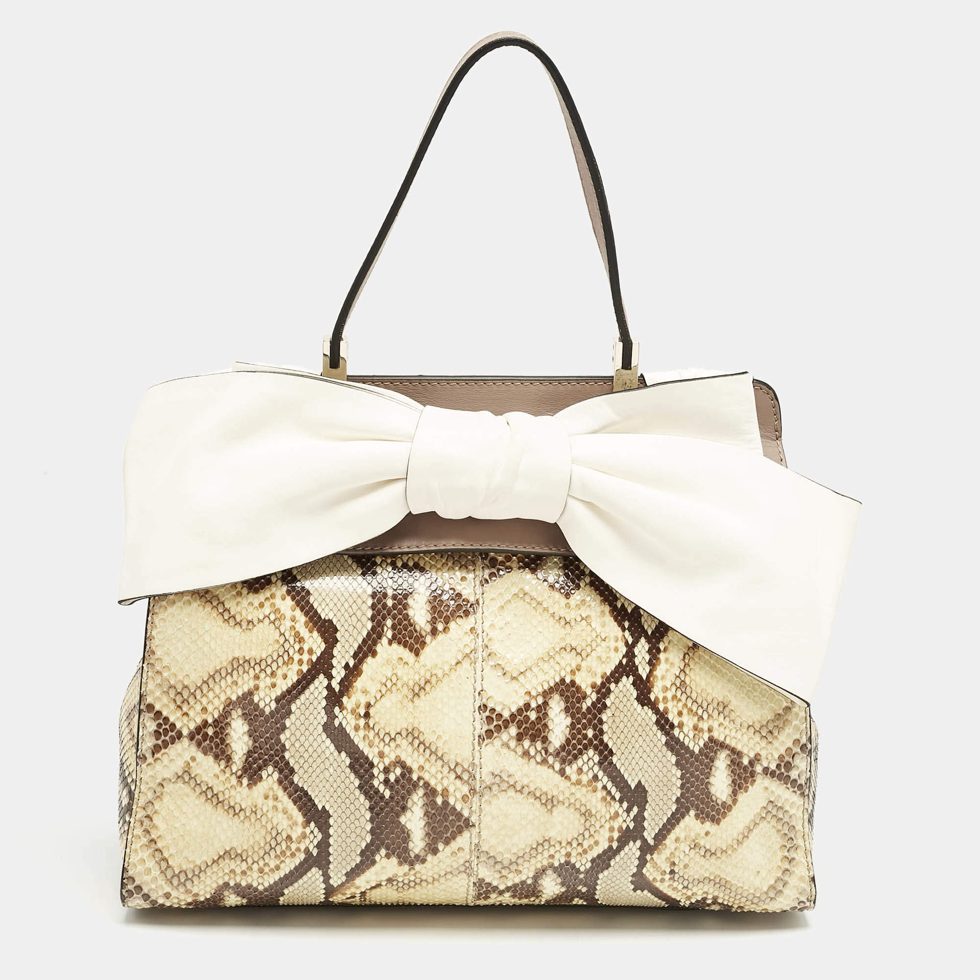 Valentino Multicolor Python and Leather Aphrodite Bow Bag