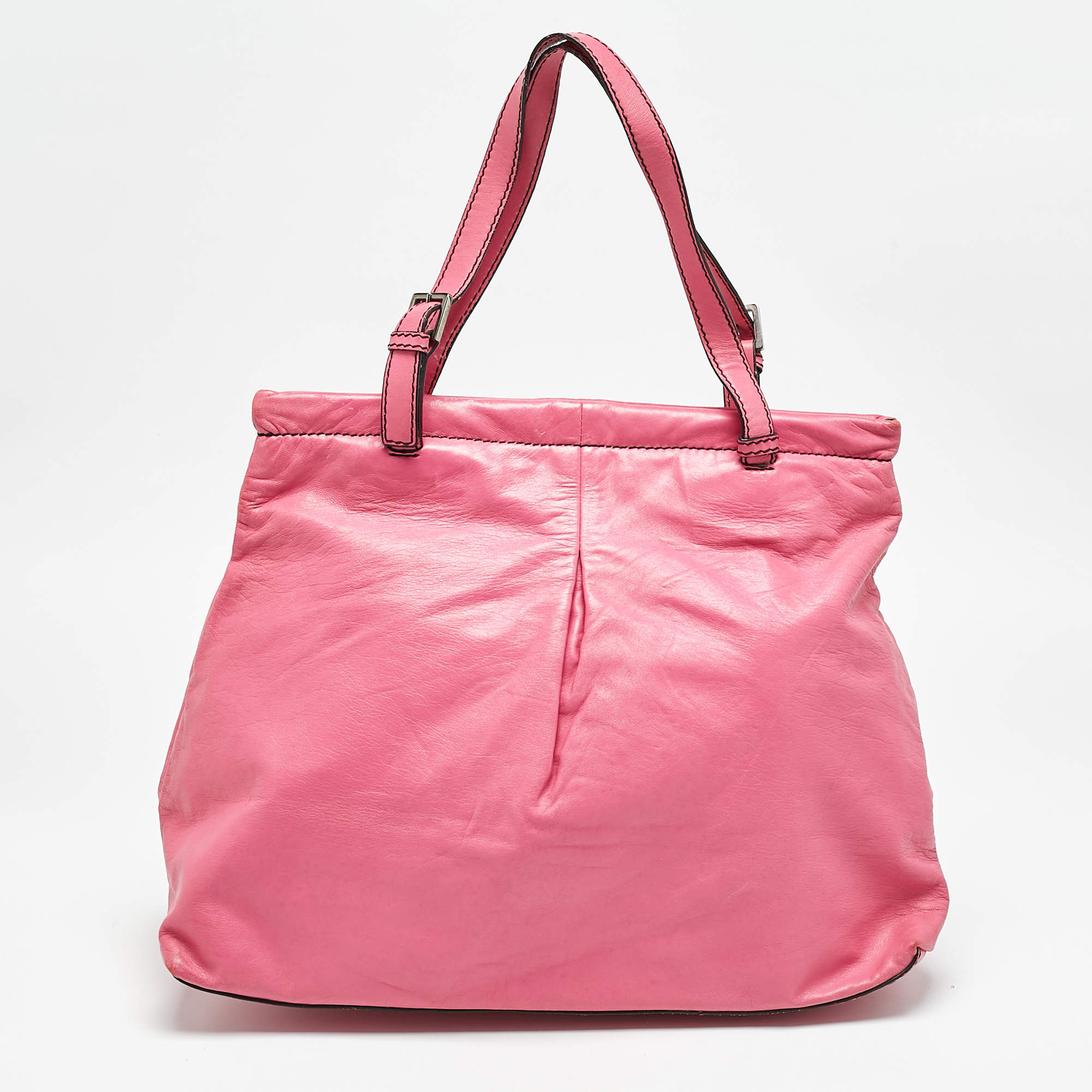 Valentino Fuchsia Leather Frame Tote