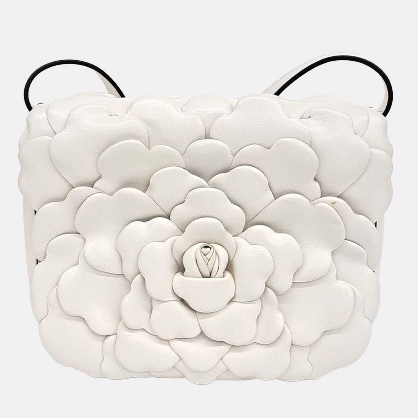 Pre Owned Valentino White Leather Atelier 03 Rose Edition Crossbody Bag