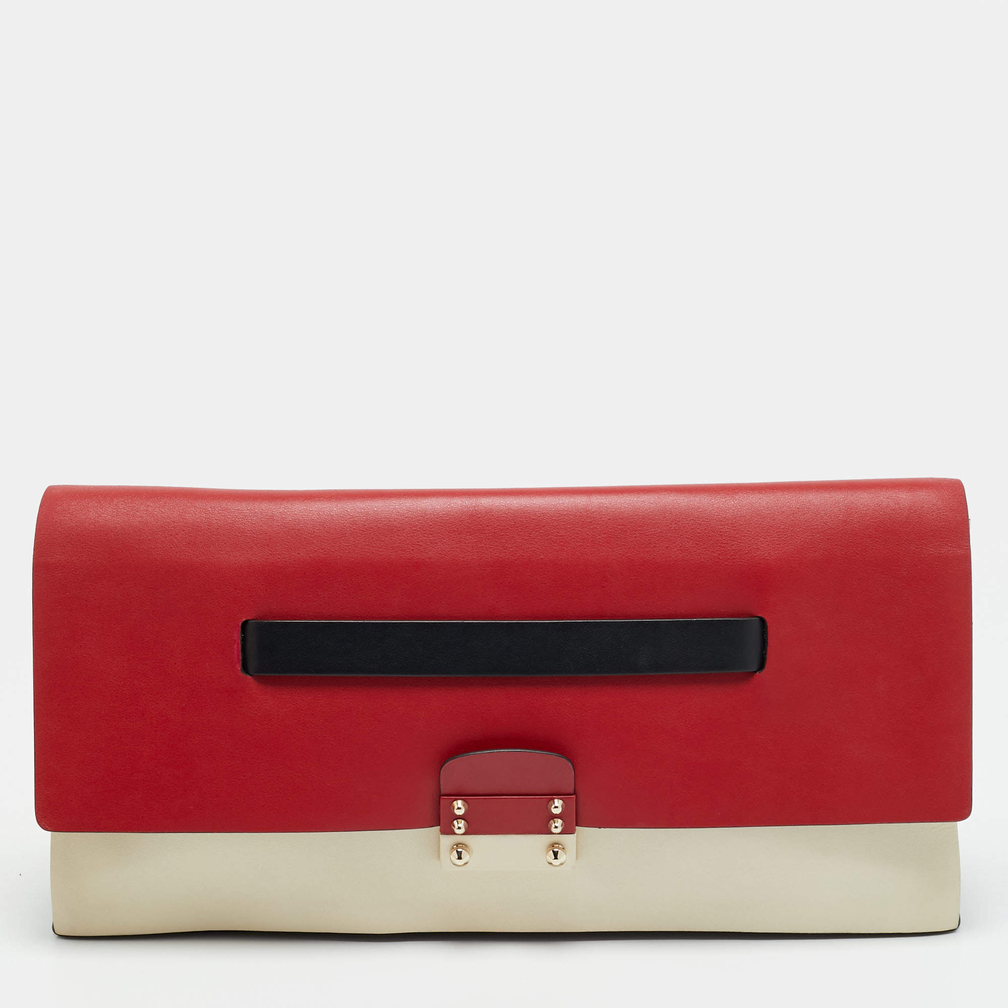 Pre Owned Valentino Mime Tricolor Leather Clutch