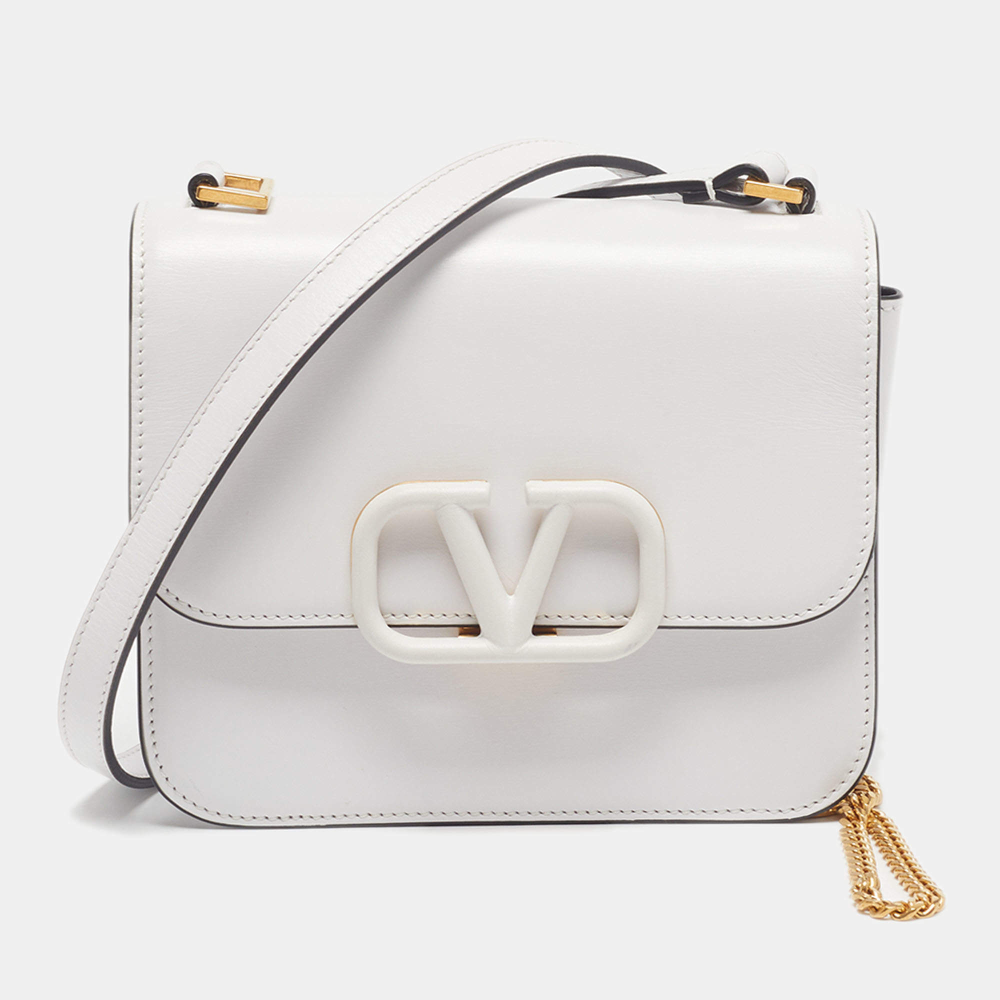 Pre Owned Valentino VSling White Leather Crossbody Bag
