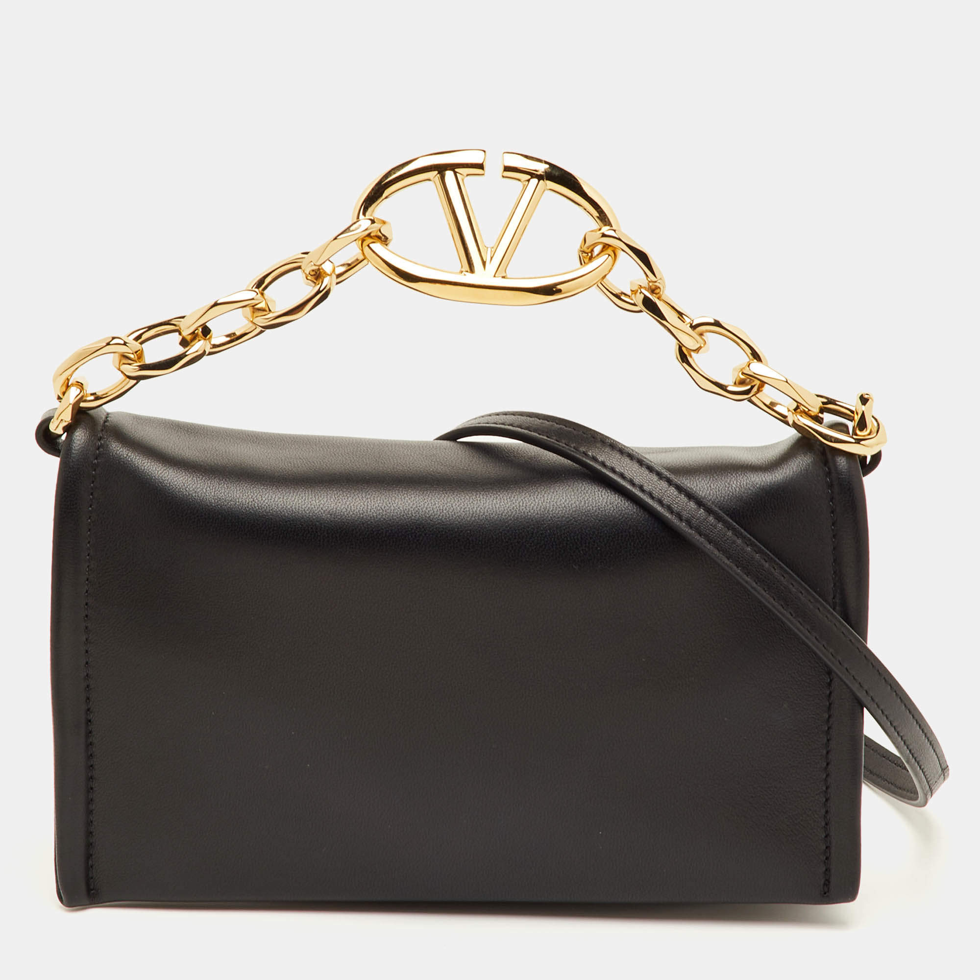 مملوكة مسبقًا Valentino VLogo Black Leather Chain Bag