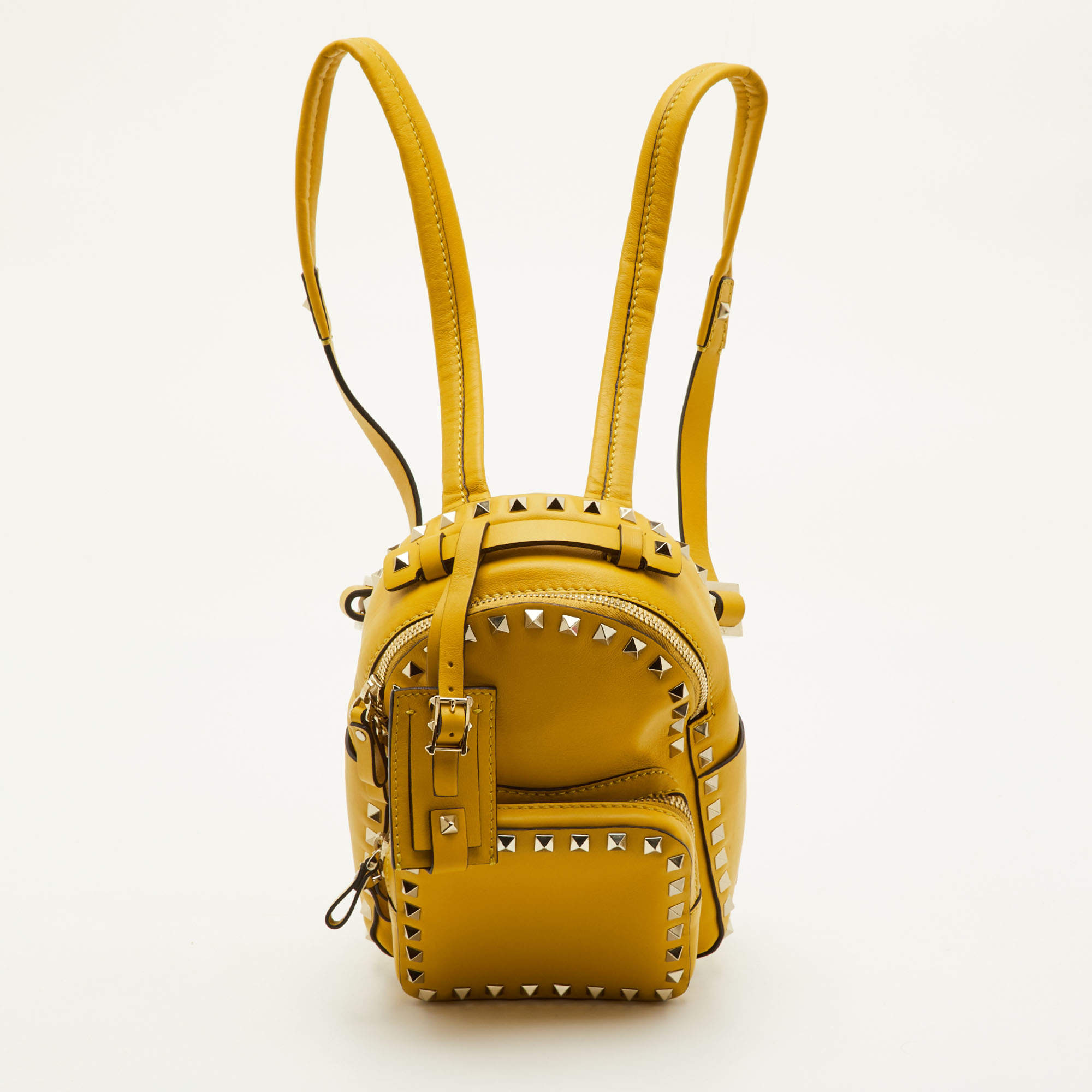 مملوكة مسبقًا Valentino Rockstud Mini Mustard Yellow Leather Backpack