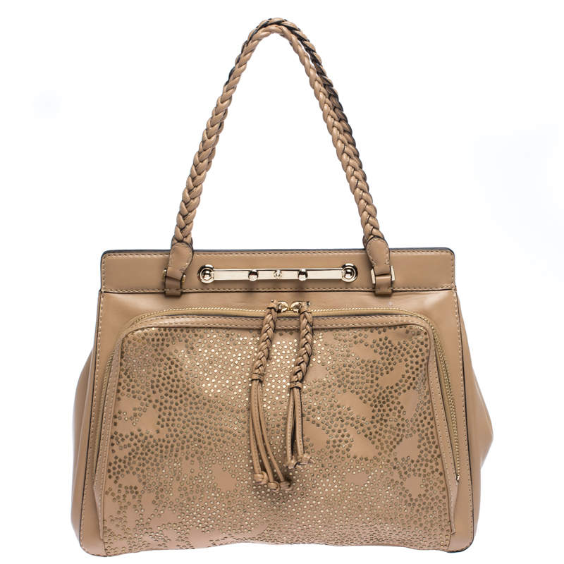 Pre Owned Valentino Beige Leather Demetra Tote