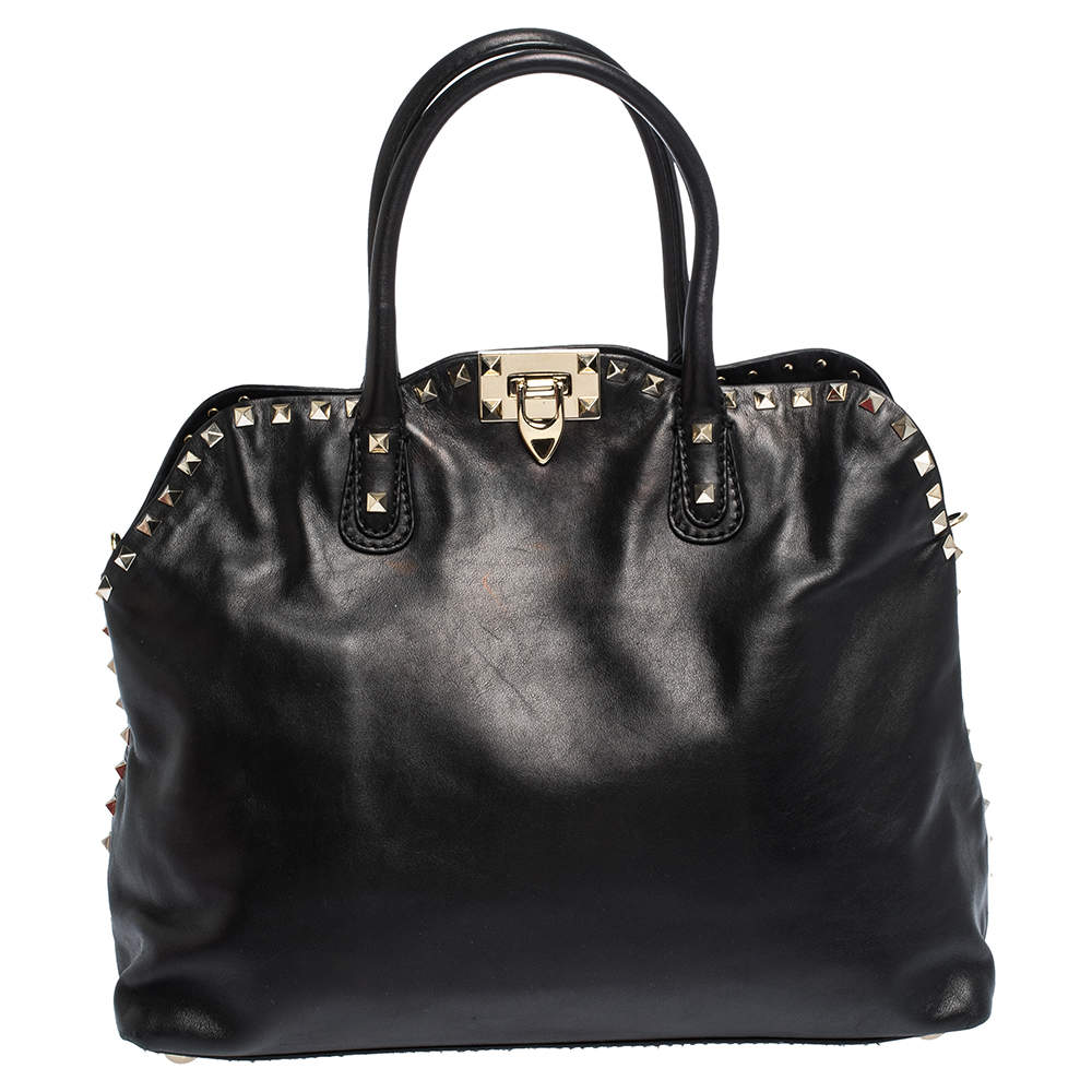 Pre Owned Valentino Black Leather Rockstud Satchel