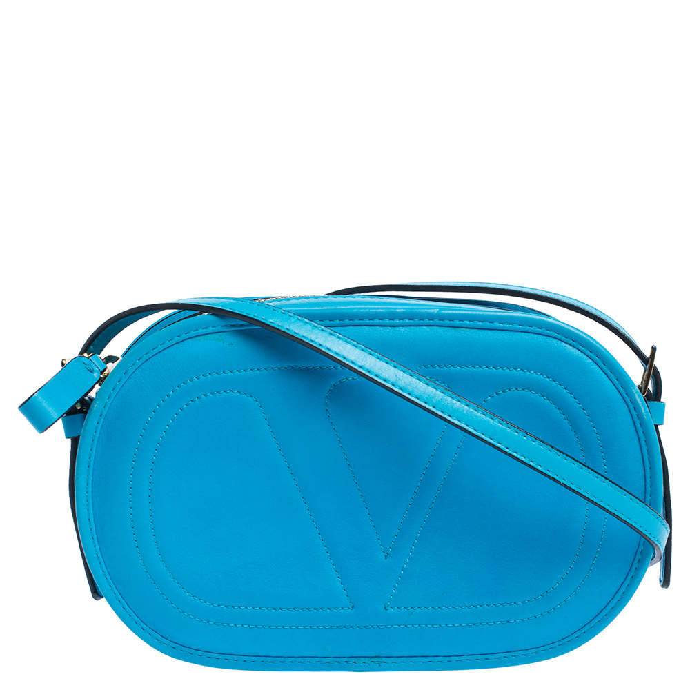 Valentino Azure Leather Logo Go Crossbody Bag