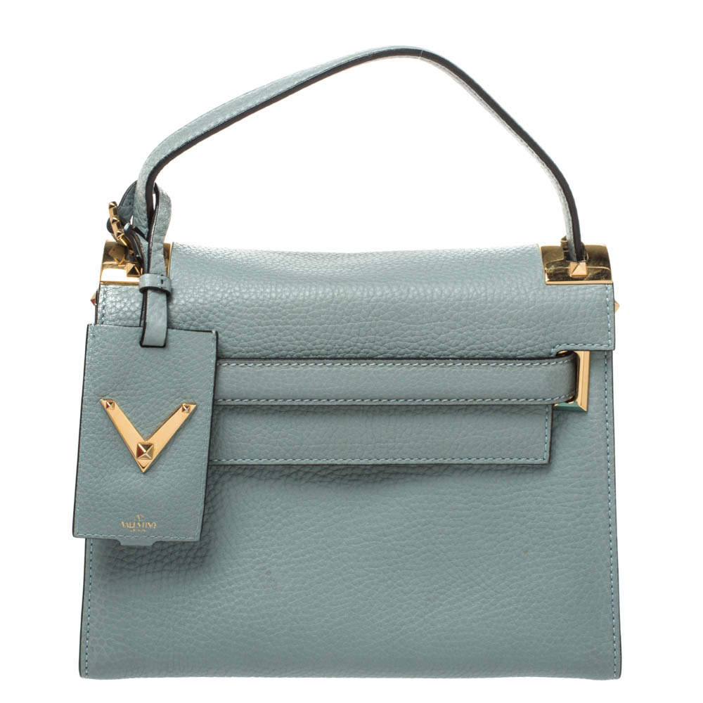 مملوكة مسبقًا Valentino Light Blue Leather My Rockstud Top Handle Bag