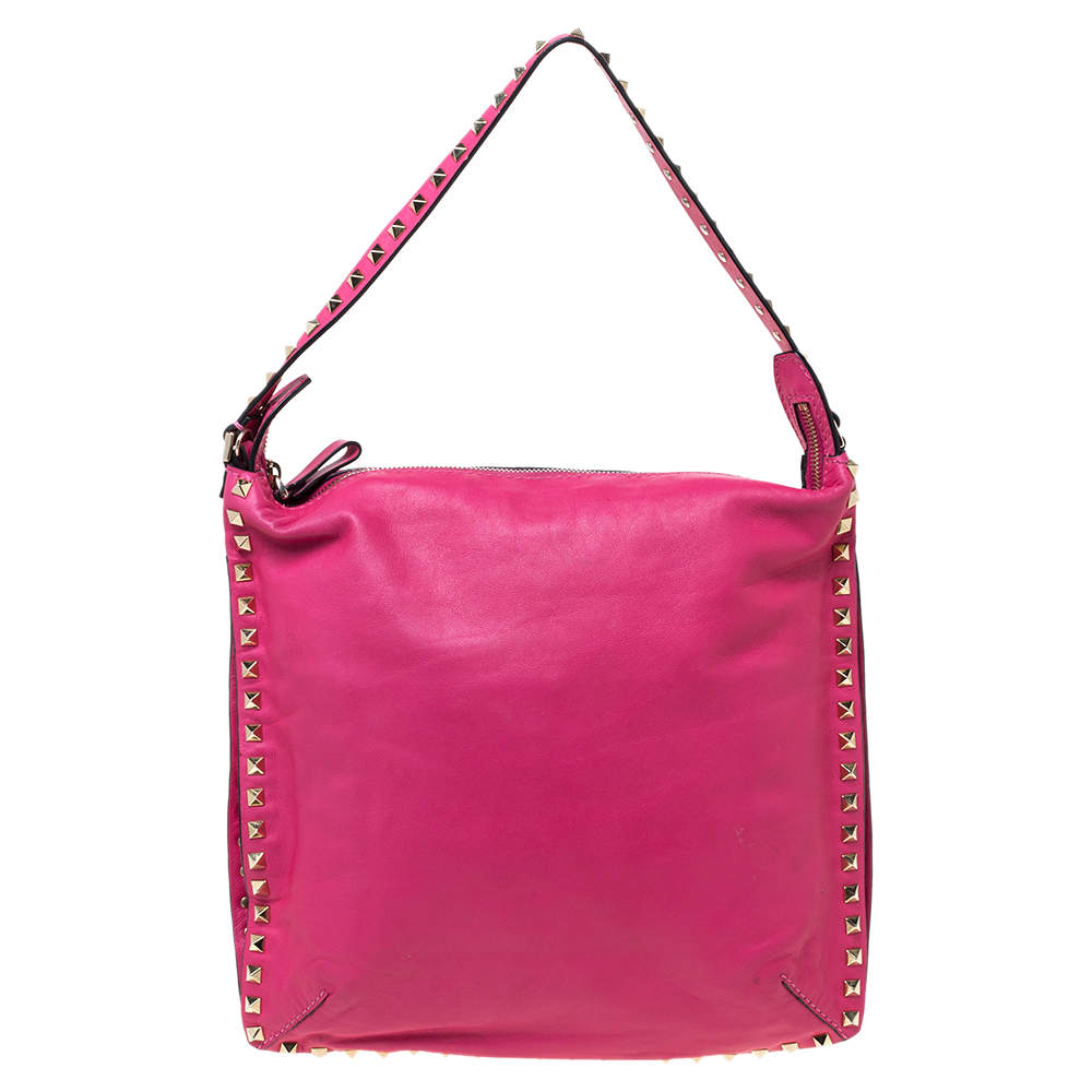 Valentino Fuchsia Leather Rockstud Messenger Bag