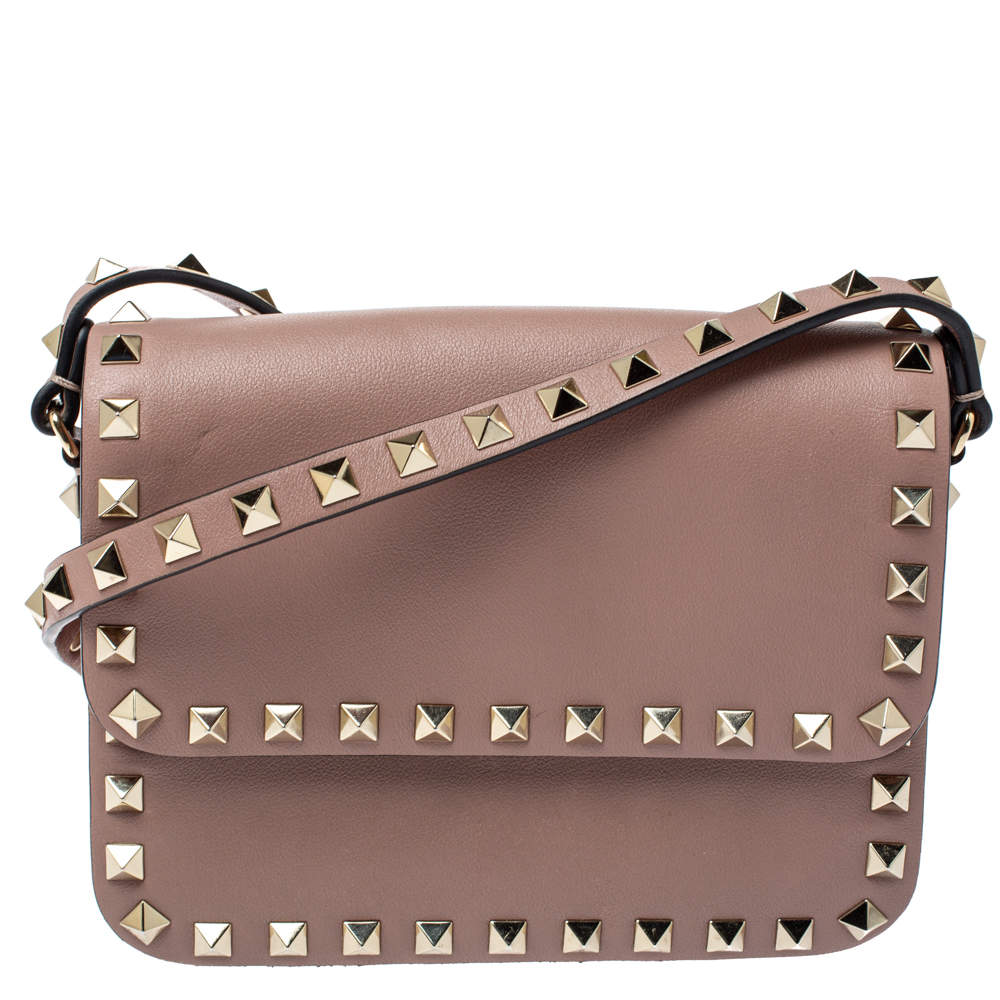 مملوكة مسبقًا Valentino Old Rose Leather Mini Rockstud Crossbody Bag