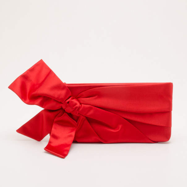 valentino satin bow clutch